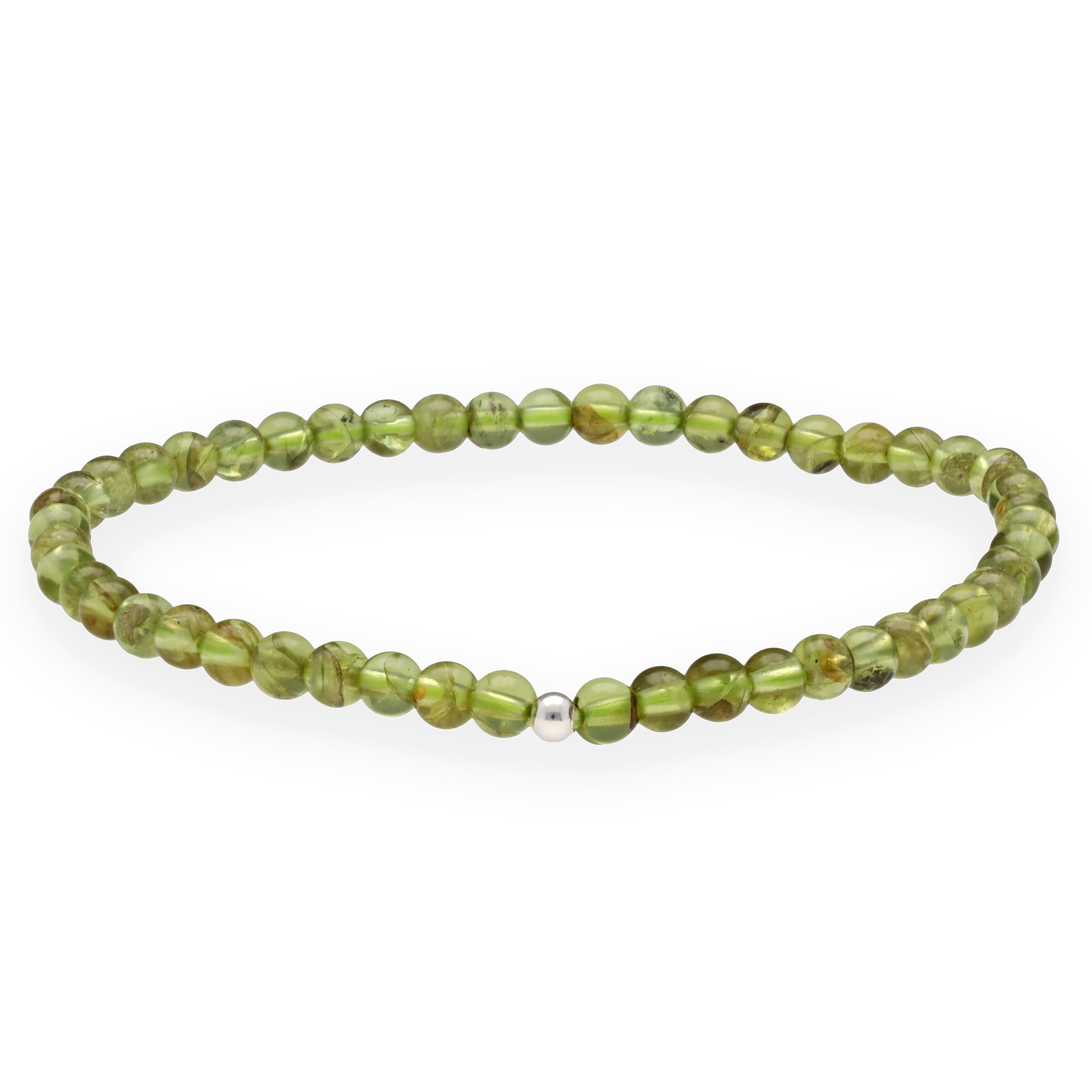 Lebensquelle Plus Armband Peridot Kugelarmband 4mm, Mit Silberkugel