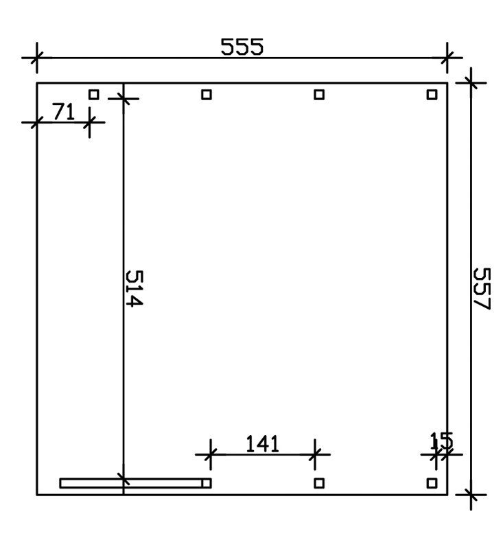 Skanholz Doppelcarport Friesland BxT: 557x555 cm cm, 7, Einfahrtshöhe 201