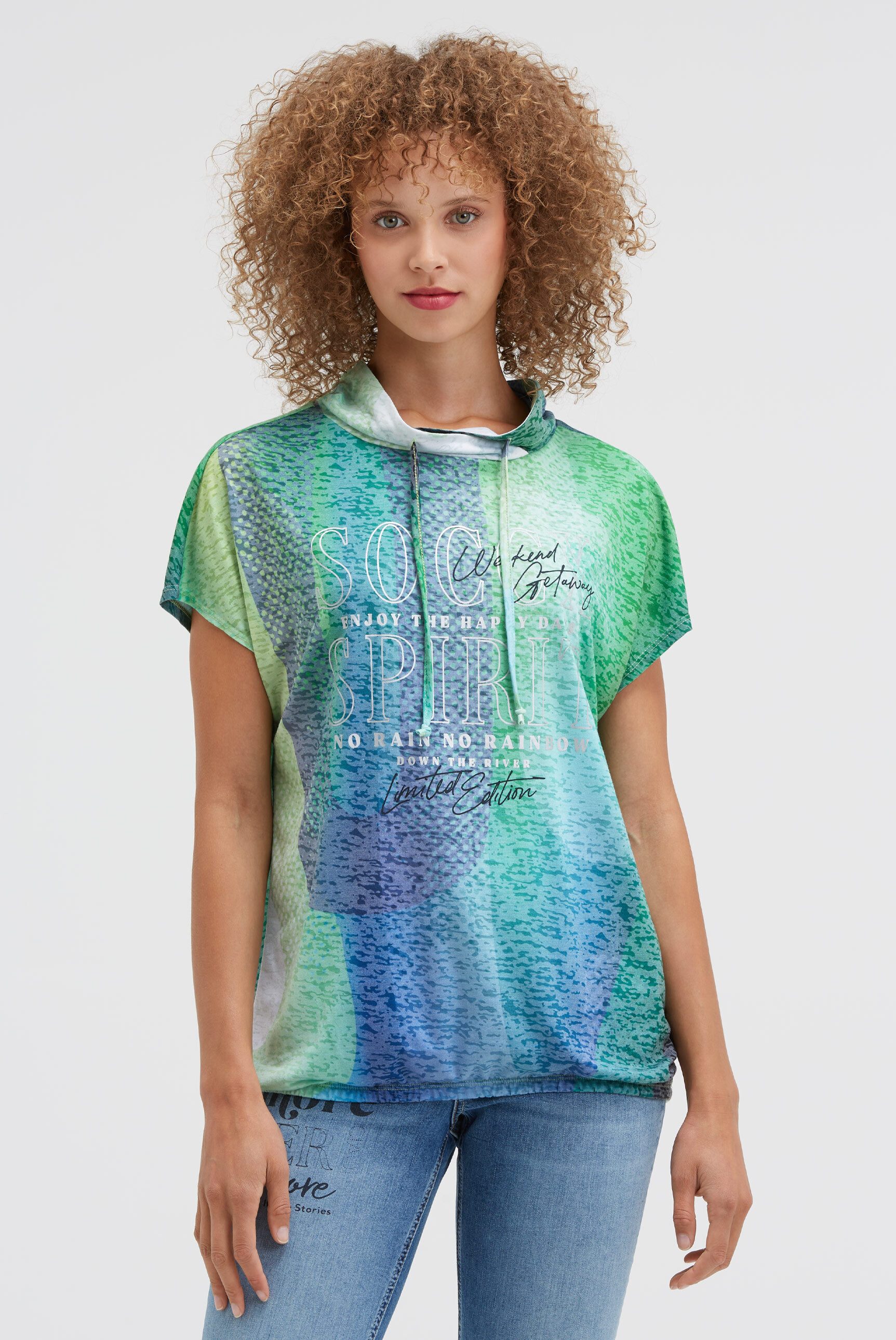 SOCCX Rundhalsshirt mit Gummizug im Saum günstig online kaufen