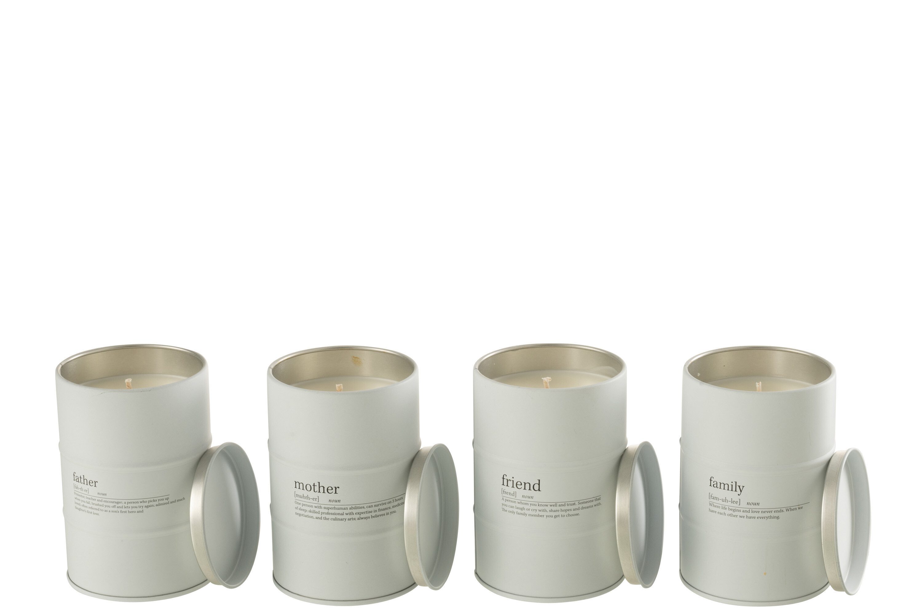 J-line Duftkerze Duftkerze Familie, Englisch, Weiß, 55 Stunden, 4er Set
