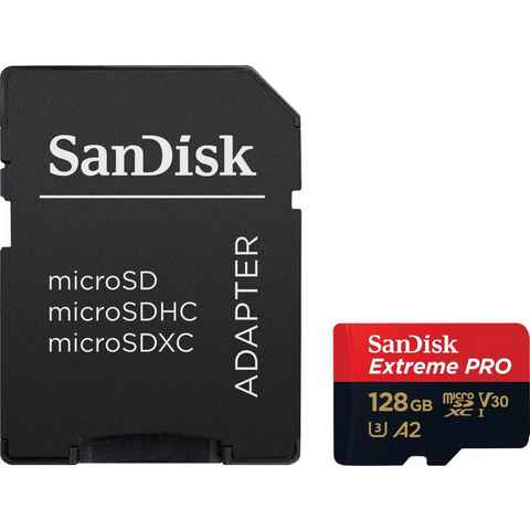 Sandisk Extreme PRO microSDXC™-UHS-I-KARTE Speicherkarte (128 GB, Video Speed Class 30 (V30)/UHS Speed Class 3 (U3), 200 MB/s Lesegeschwindigkeit)