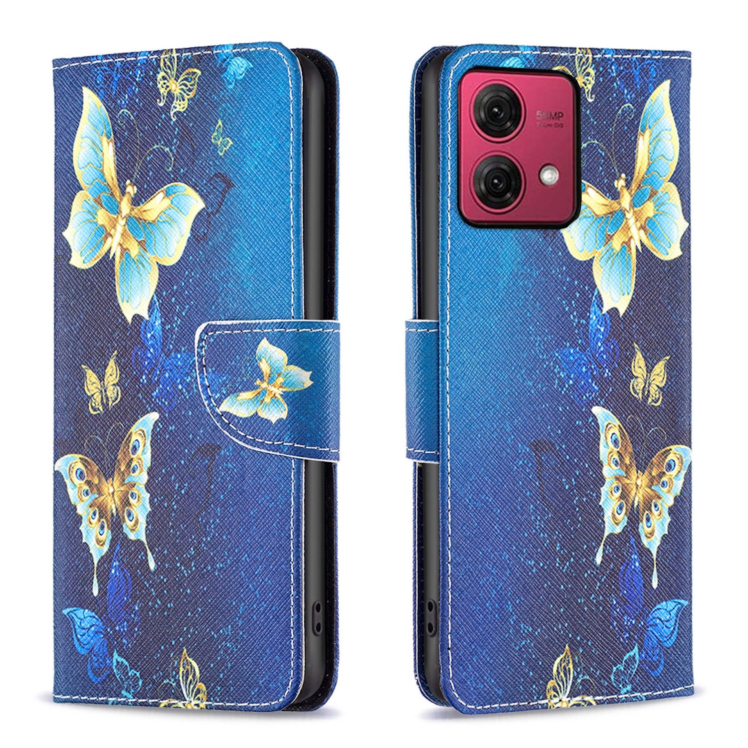 Wigento Handyhülle Für Motorola Moto G84 5G Kunst Leder Book Wallet Schutz Tasche Motiv 7
