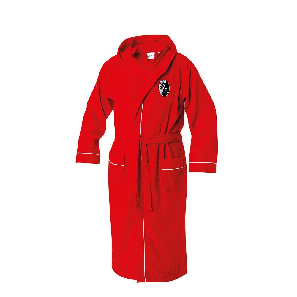 SC Freiburg Bademantel SC Freiburg Bademantel rot mit Kapuze 3XL, 100% Baumwolle