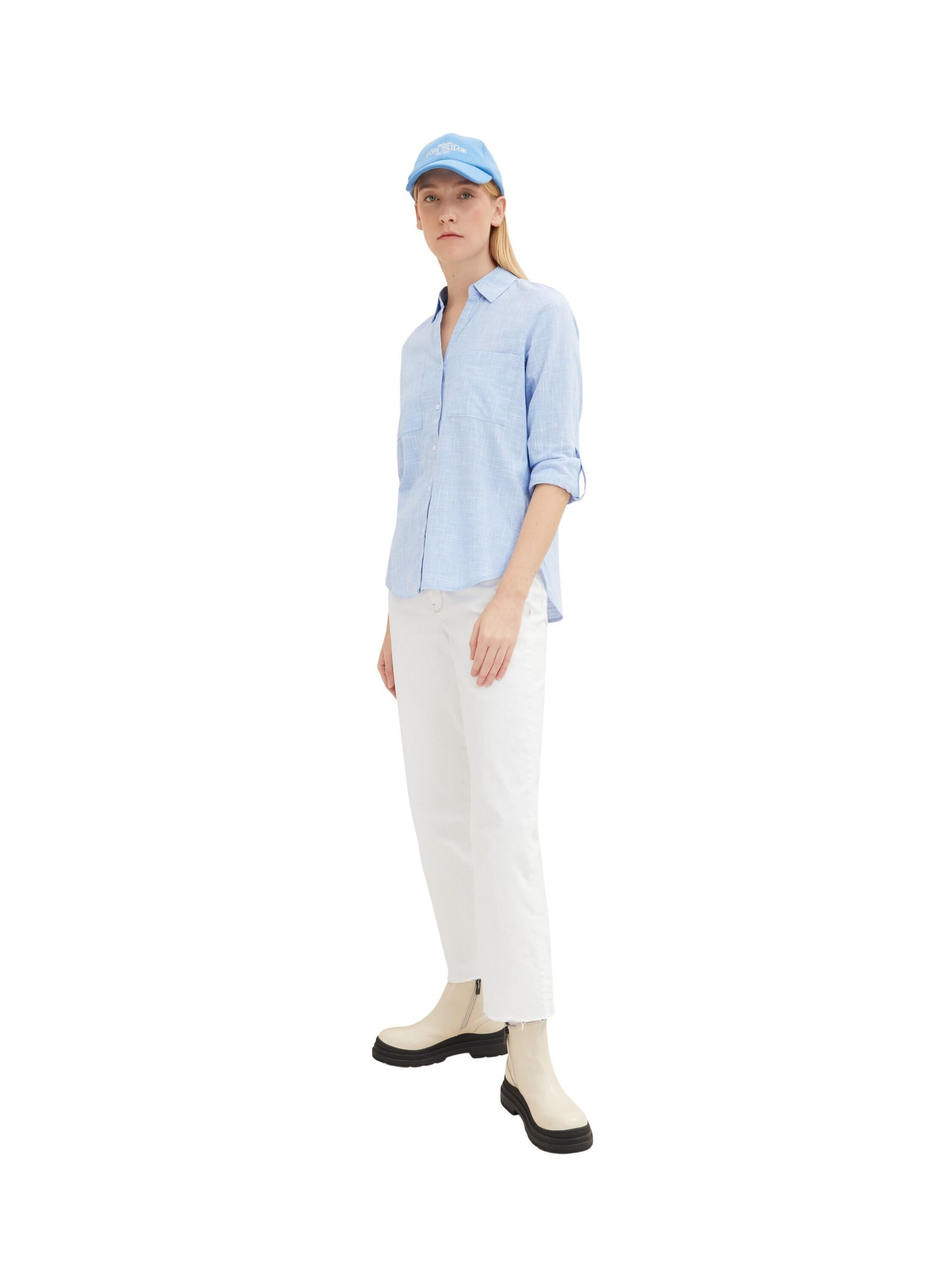 TOM TAILOR Blusenshirt Langarm BLOUSE WITH SLUB STRUCTURE blouse with slub structure