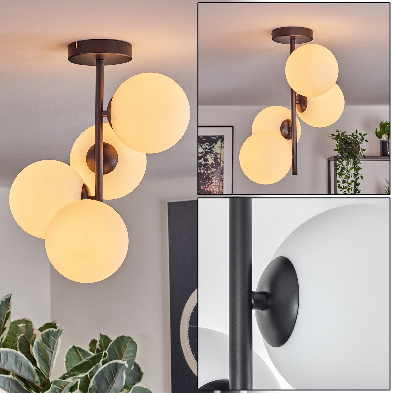 hofstein Deckenleuchte Deckenlampe aus Metall/Glas in günstig online kaufen