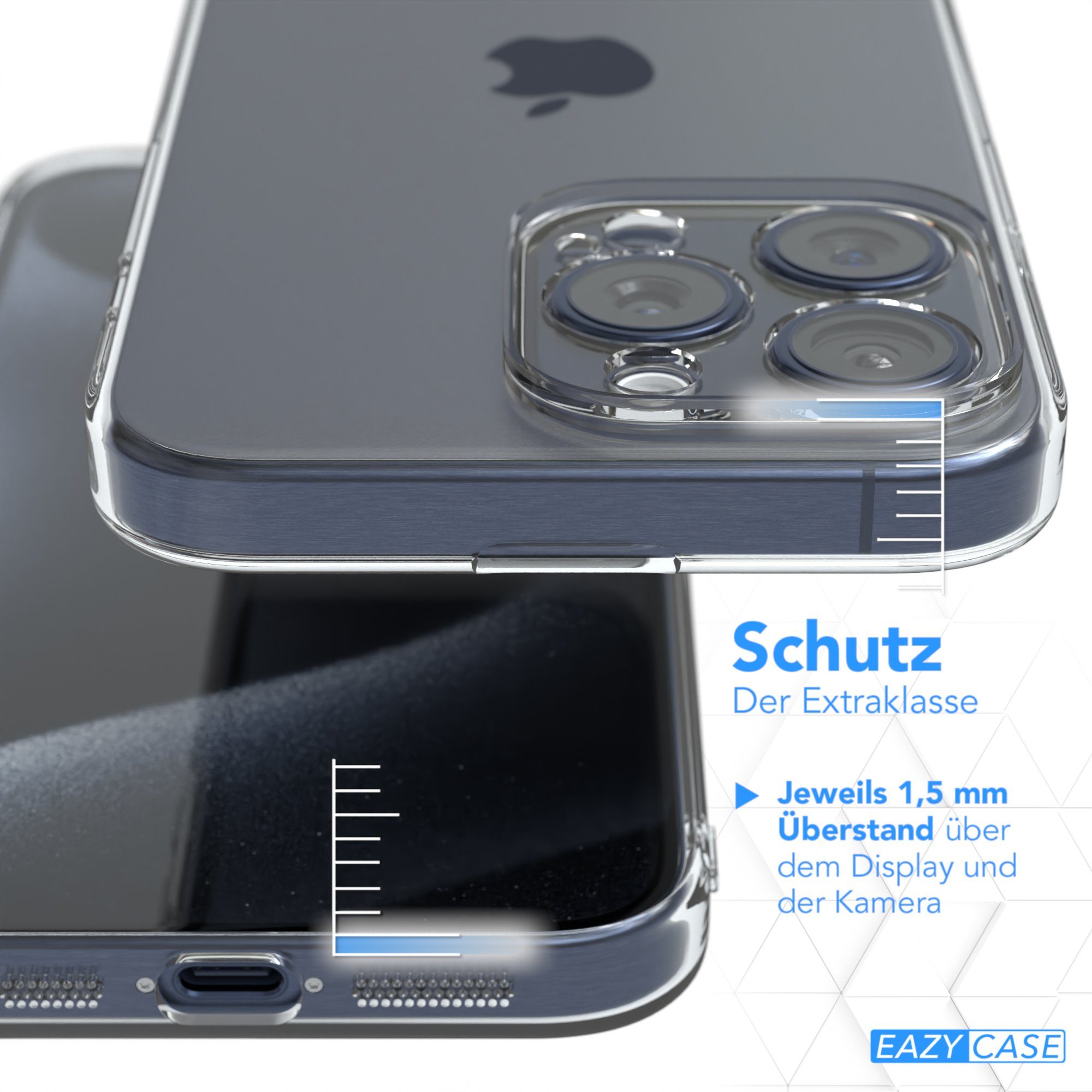 EAZY CASE Handyhülle für iPhone 15 / 15 Plus / 15 Pro / 15 Pro Max Case 6,7 Zoll, durchsichtige Hülle Ultra Dünn Silikon Backcover TPU Telefonhülle Klar – Bild 3 von 5