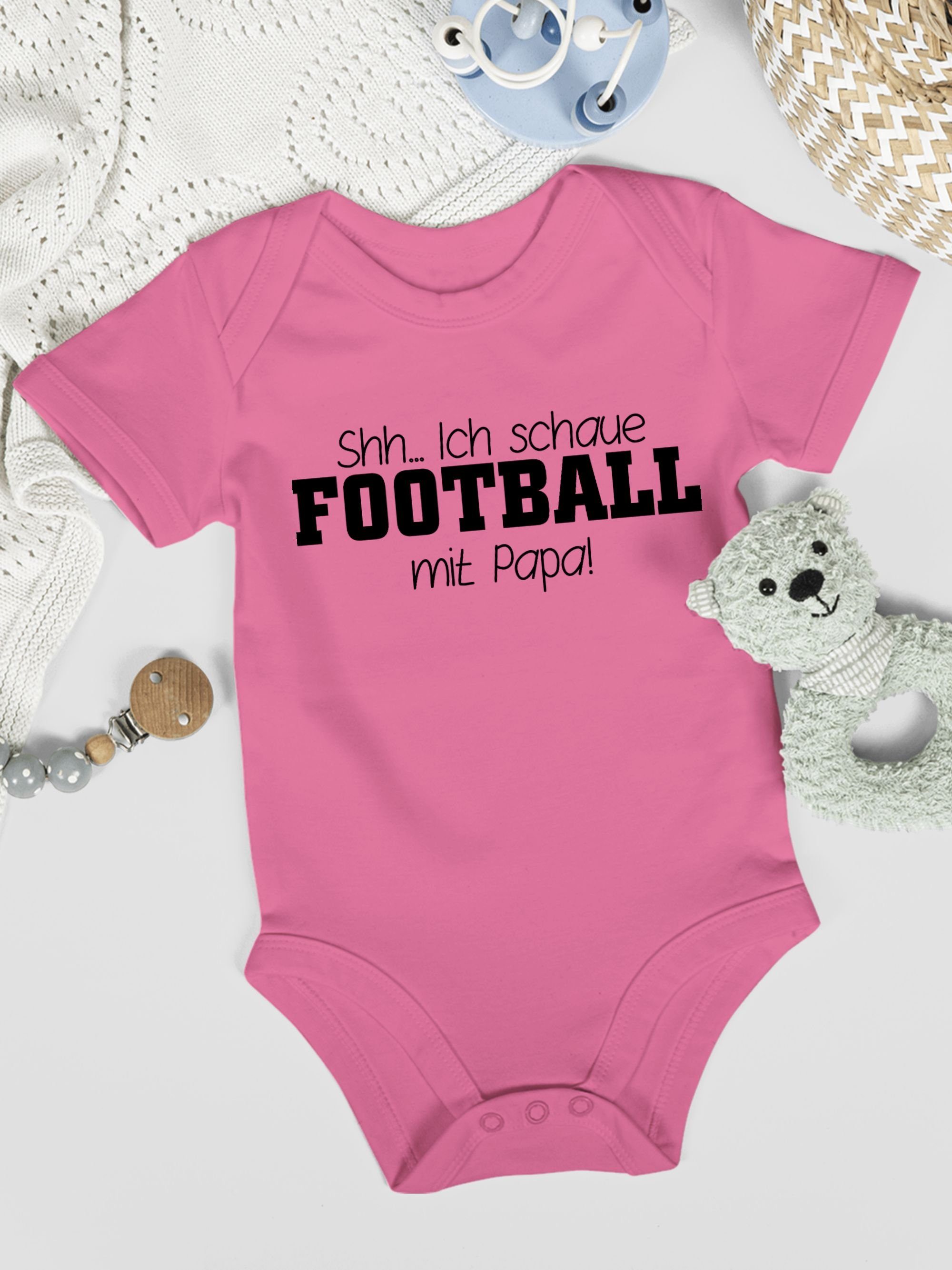 Shirtracer Shirtbody Shh...Ich schaue Papa! Football - Sport 2 mit Pink & Bewegung Baby schwarz