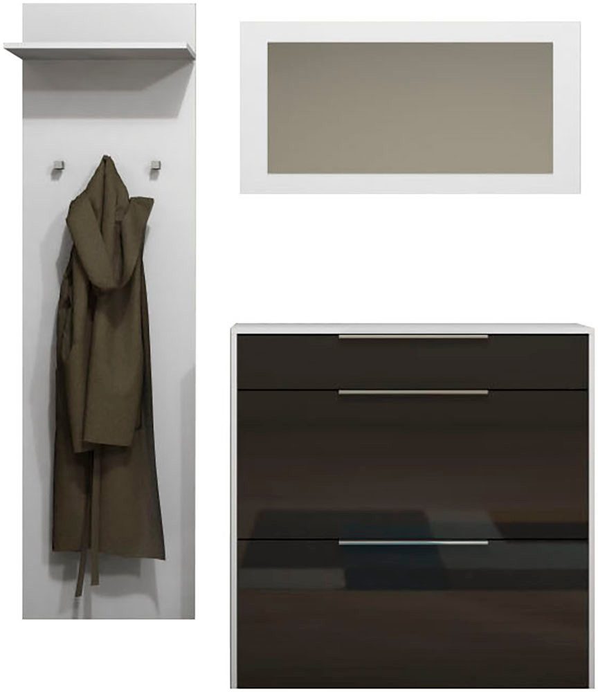 borchardt Möbel Garderoben-Set Oliva, Hängeschuhschrank, Spiegel, Garderobenpaneel, (3-St)
