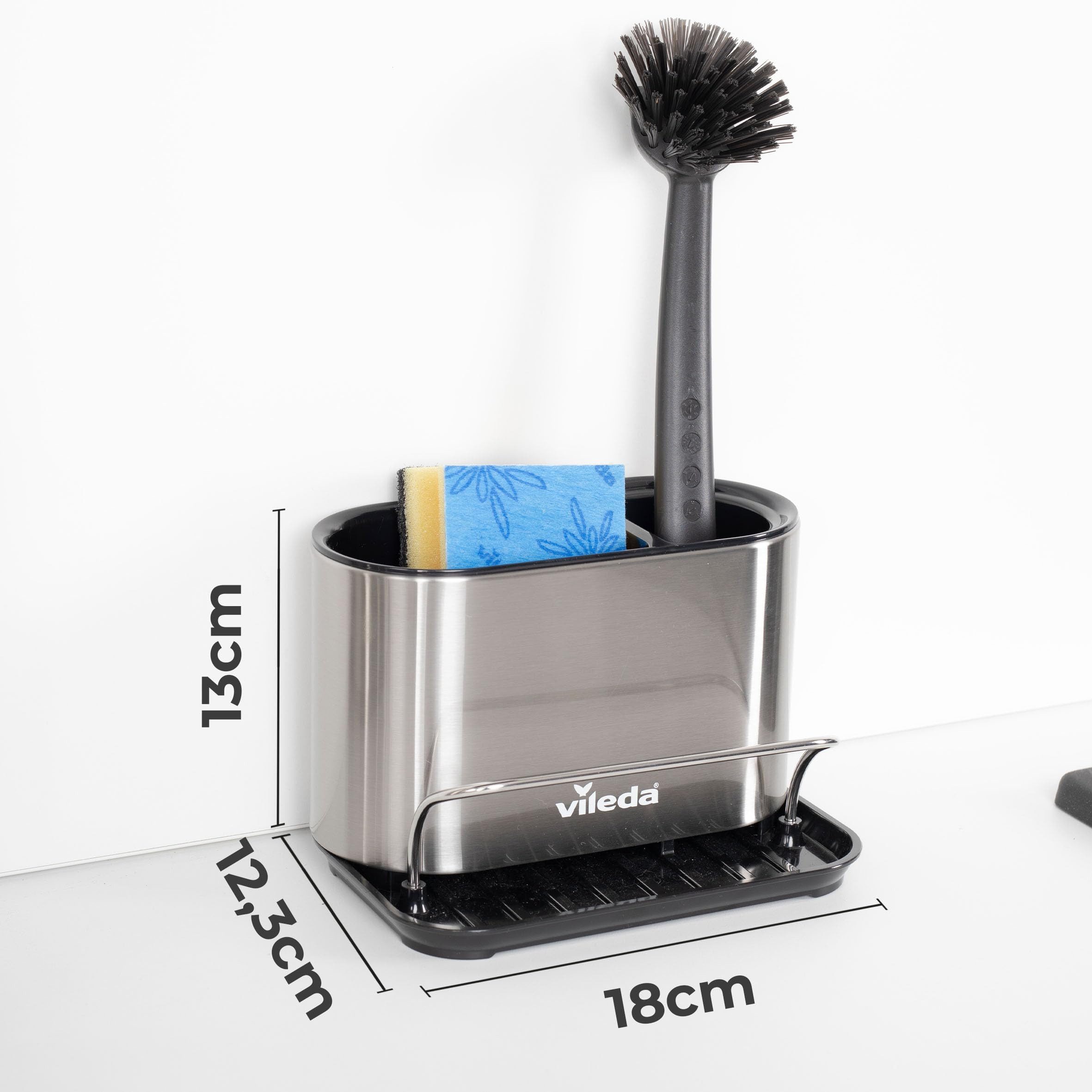 Vileda Küchenorganizer-Set Spülbeckenorganizer mit Schwamhalter Edelstahl