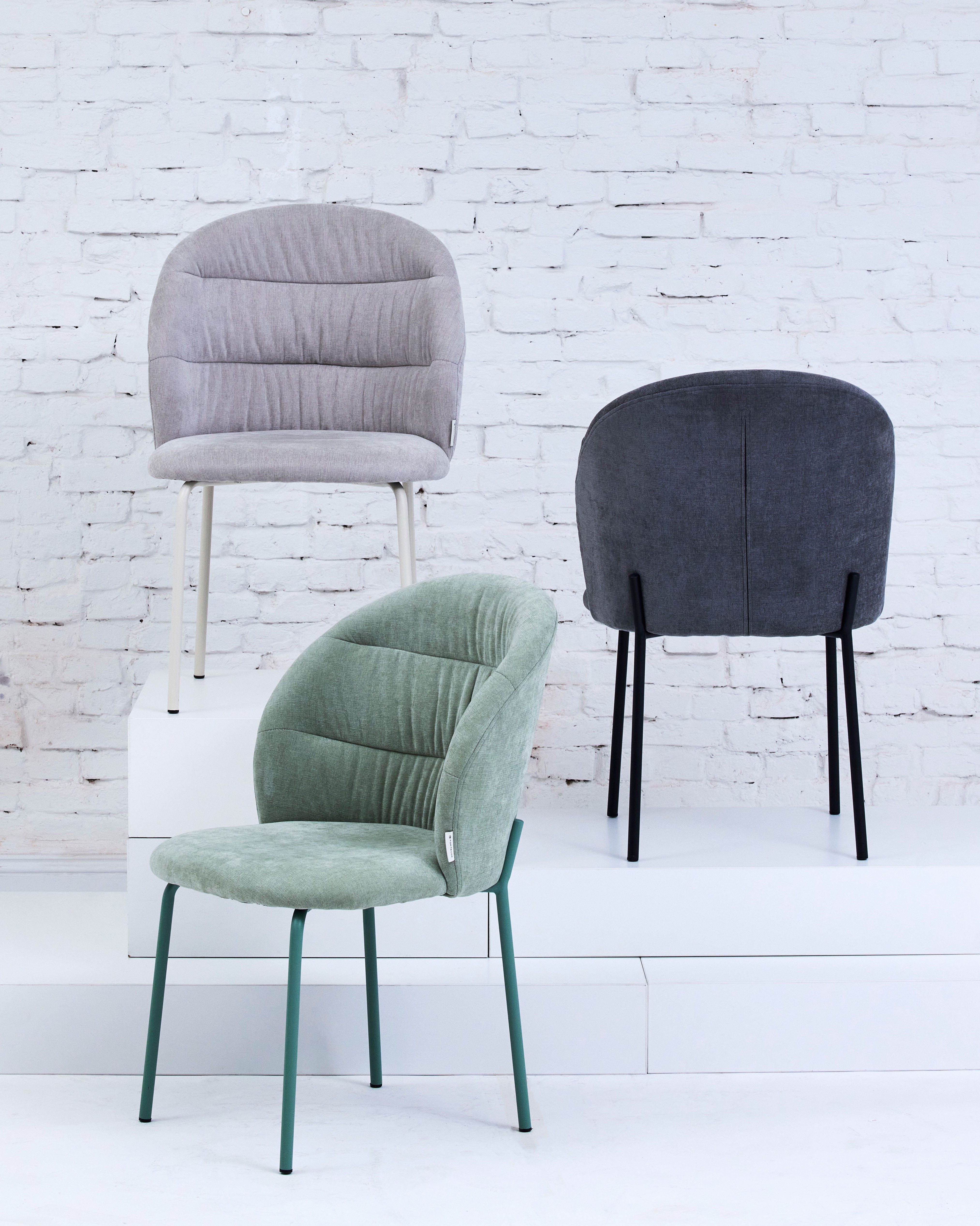 TOM TAILOR HOME 4-Fußstuhl LEAF CHAIR (Set, 2 St), 4-Fußgestell, Raffung in der Rückenlehne
