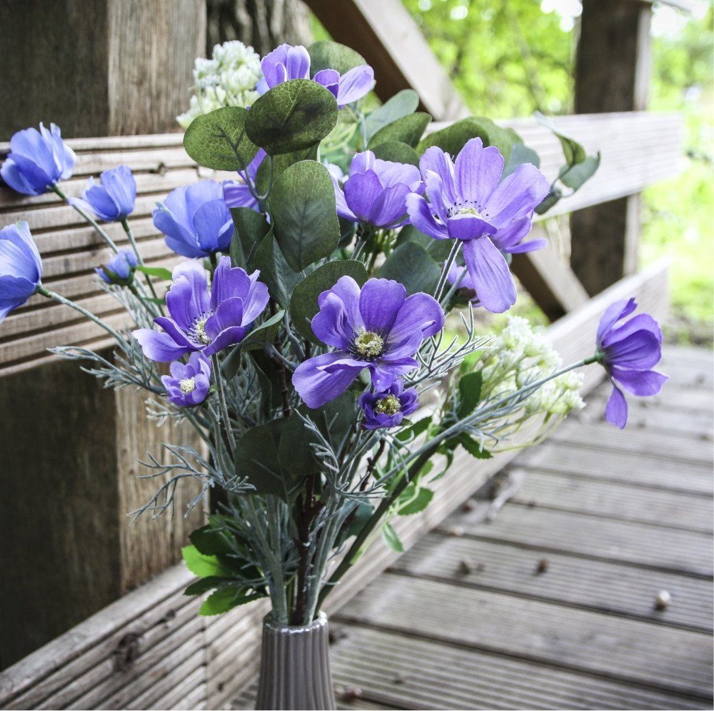 Kunstblume *Gemischter Blumenstrauß Glockenblume, Schleierkraut, echt cm, täuschend Höhe Eucalyptus, künstlich, 60 naturgetreu, 2474U