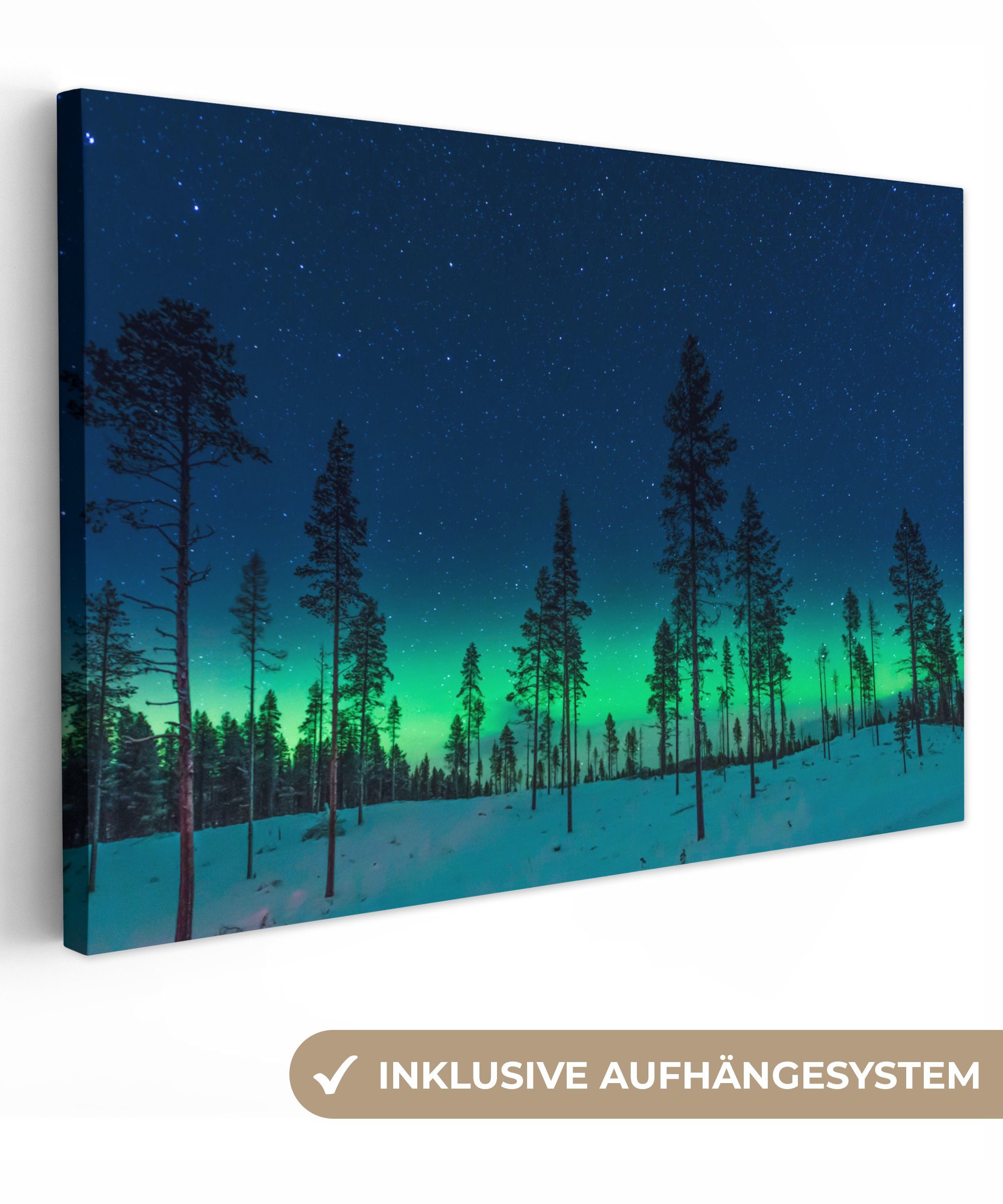 OneMillionCanvasses® Leinwandbild Nordlicht - Schnee - günstig online kaufen