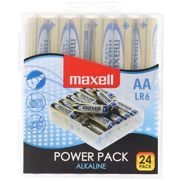 Maxell Maxell LR6 AA 24er Sparpack Mignon Batterien inklusive Aufbewahrungsb Batterie, (1,5 V)