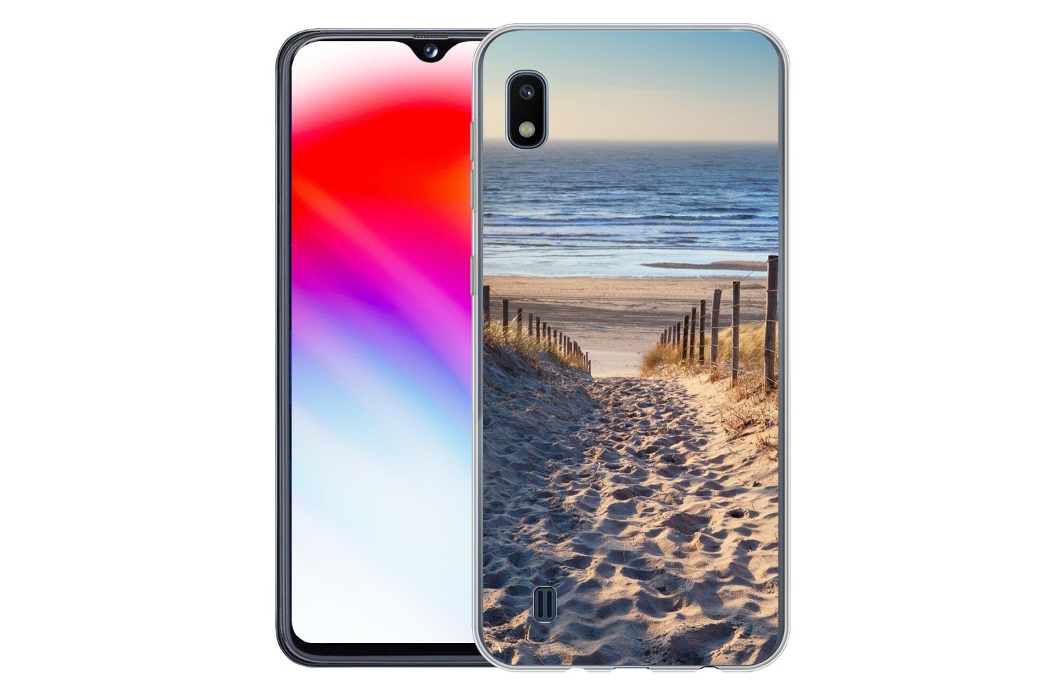 MuchoWow Handyhülle für Samsung Galaxy A10 Strand - Meer - Niederlande - Dünen - Sonne, Smartphone-Bumper, Print, Handy Schutzhülle Dünn