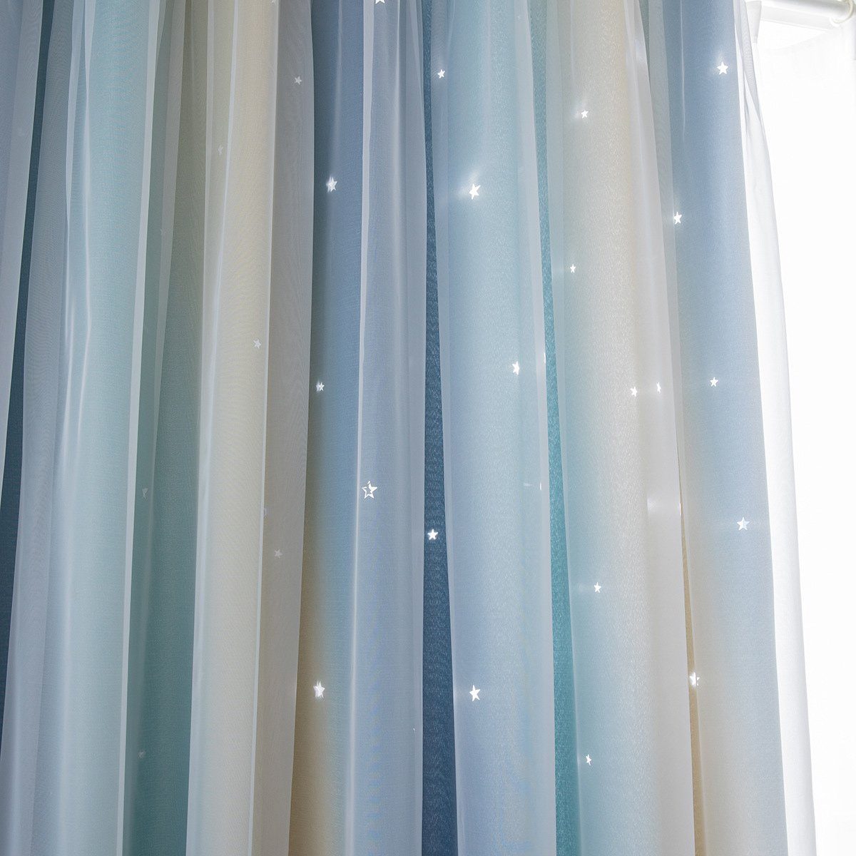 Juoungle, auf Mädchenzimmer-Vorhänge, Sterne Wandvorhänge, St), sehen den Die Vorhang hohlen für blau (1 bunten Vorhänge Kinderzimmer, Verdunkelungsvorhängen