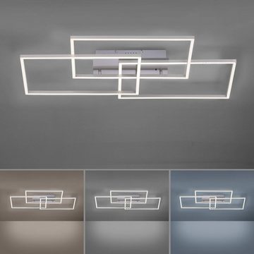 Lucande LED Deckenleuchte Lucardis, dimmbar, LED-Leuchtmittel fest verbaut, Farbwechsel warmweiß / tageslicht, Modern, Eisen, Aluminium, Edelstahl, Kunststoff, silber, 3 flammig