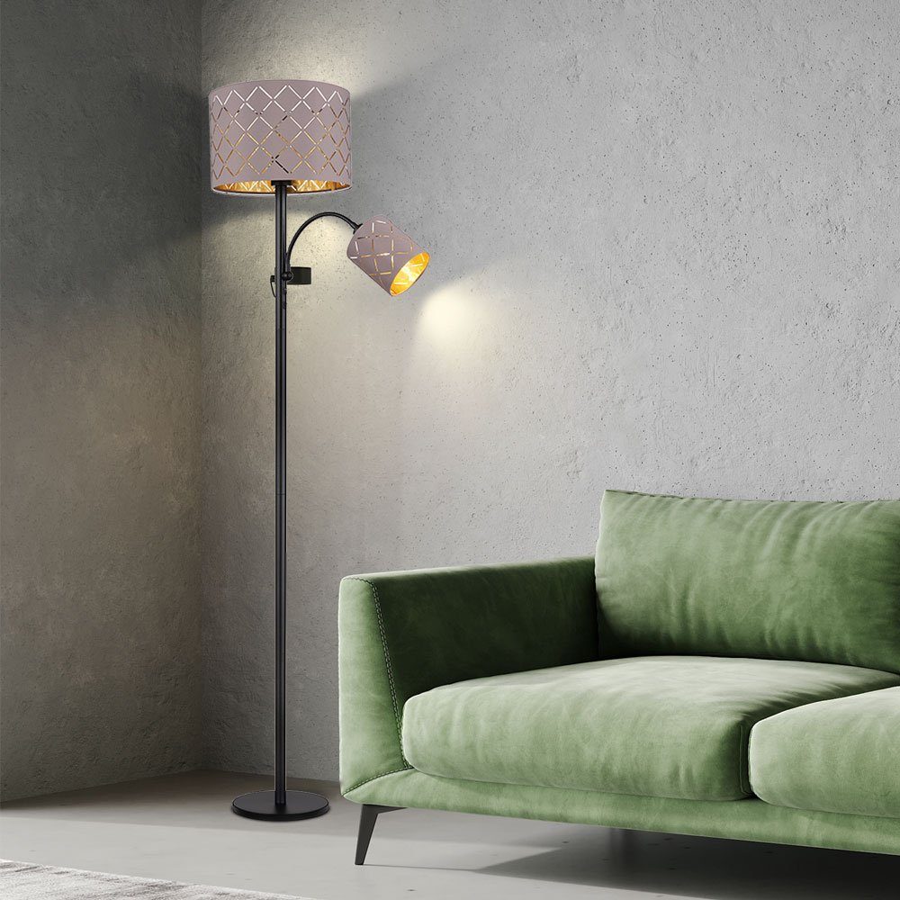 Globo Stehlampe, Leuchtmittel Stehlampe LED schwarz grau 162 H inklusive, Textilschirm Wohnzimmerleuchte cm