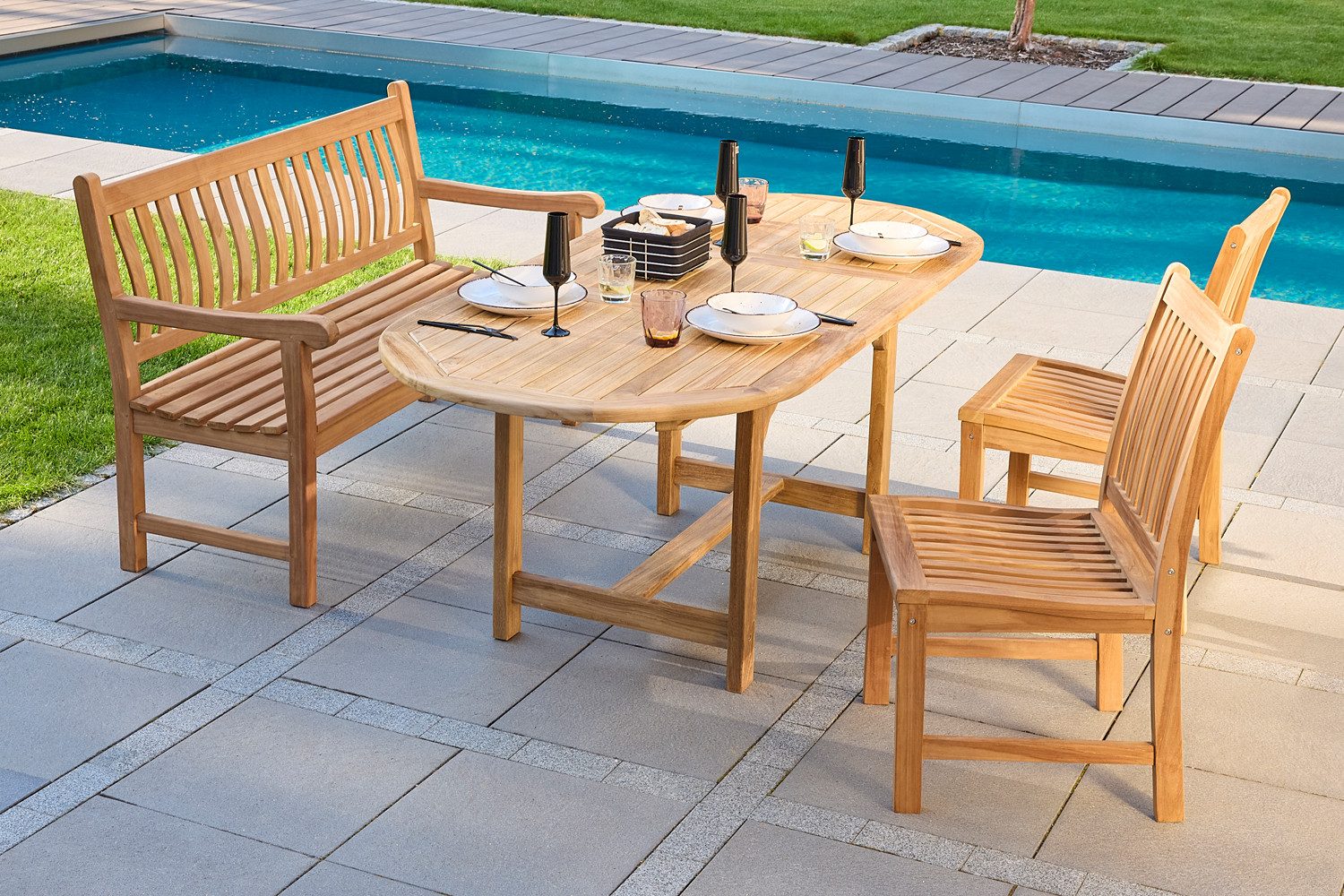 dasmöbelwerk Gartenbank Gartenbank David Sitzbank Holzbank Gartenmöbel 150x80x92cm Teakholz