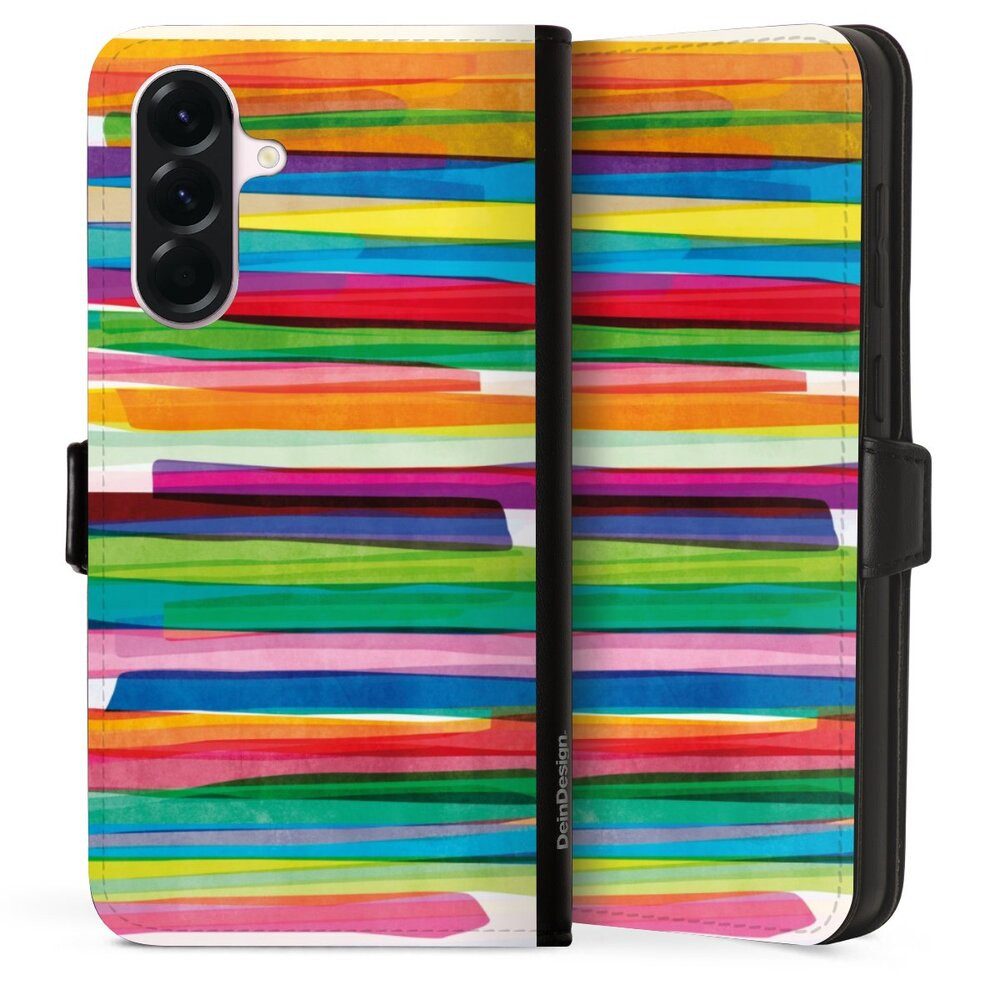 DeinDesign Handyhülle Streifen Wasserfarbe bunt Colorful Stripes1, Samsung Galaxy A56 5G Hülle Handy Flip Case Wallet Cover