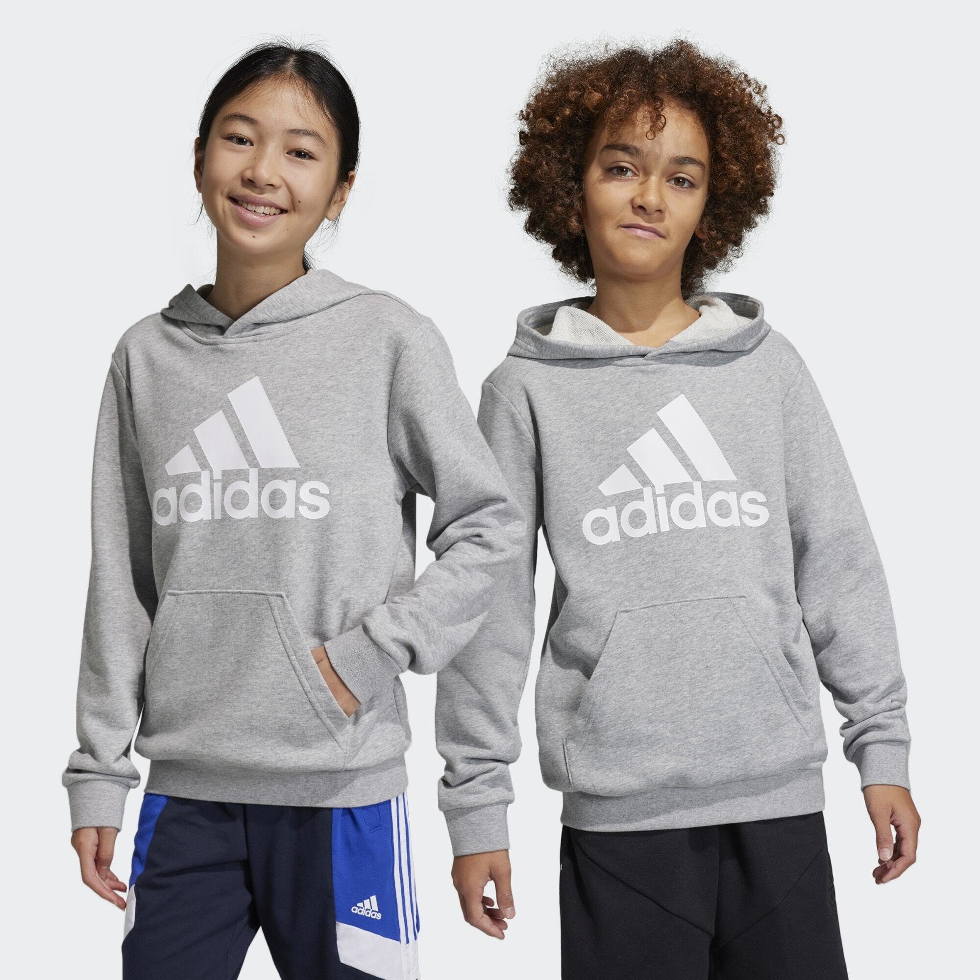 LOGO BIG COTTON adidas White ESSENTIALS HOODIE Heather Hoodie Grey Medium Sportswear /