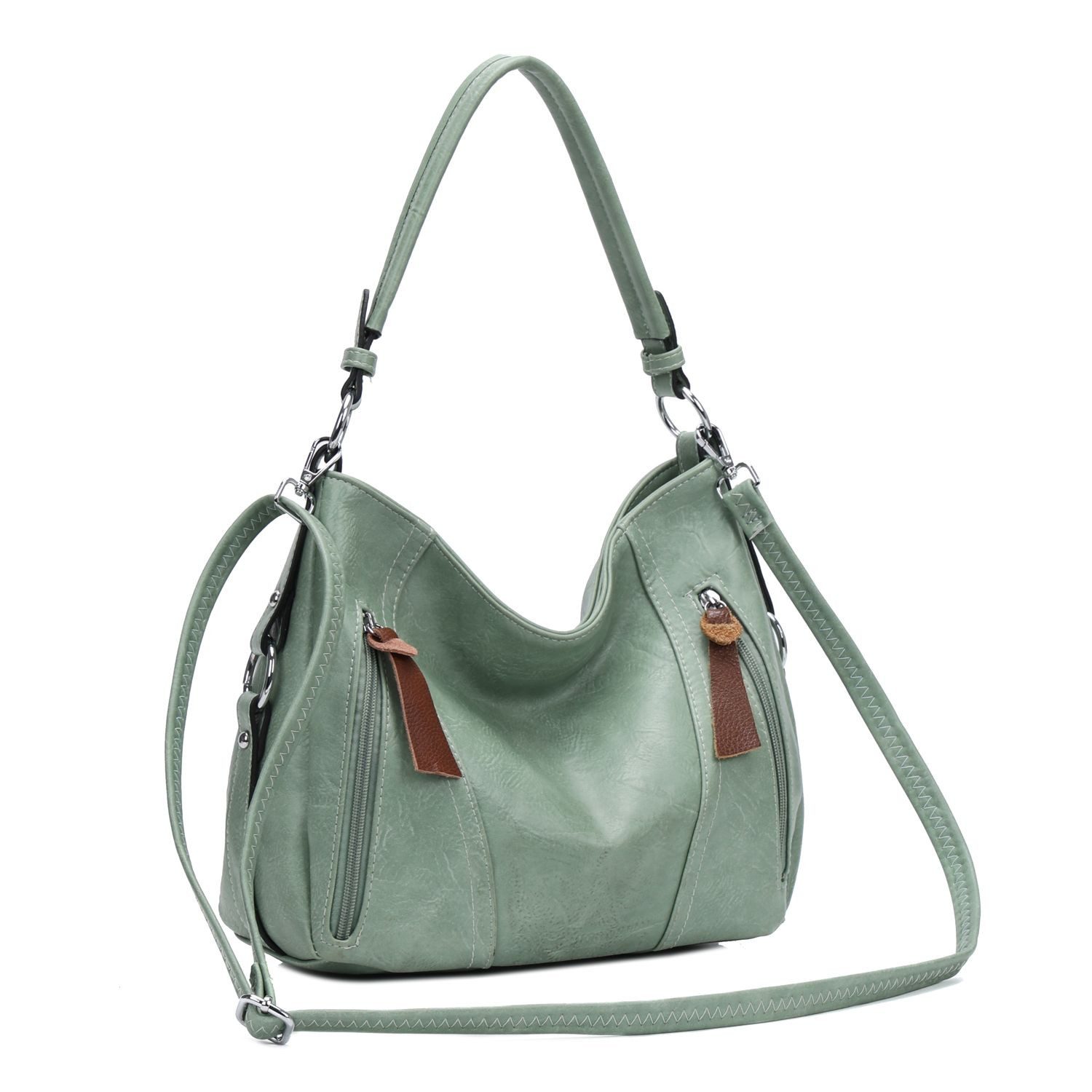 ITALYSHOP24 Schultertasche Damen Tasche Shopper Umhängetasche Hobo Bag CrossOver BodyBag Reise, als Handtasche, Umhängetasche, Shopper tragbar