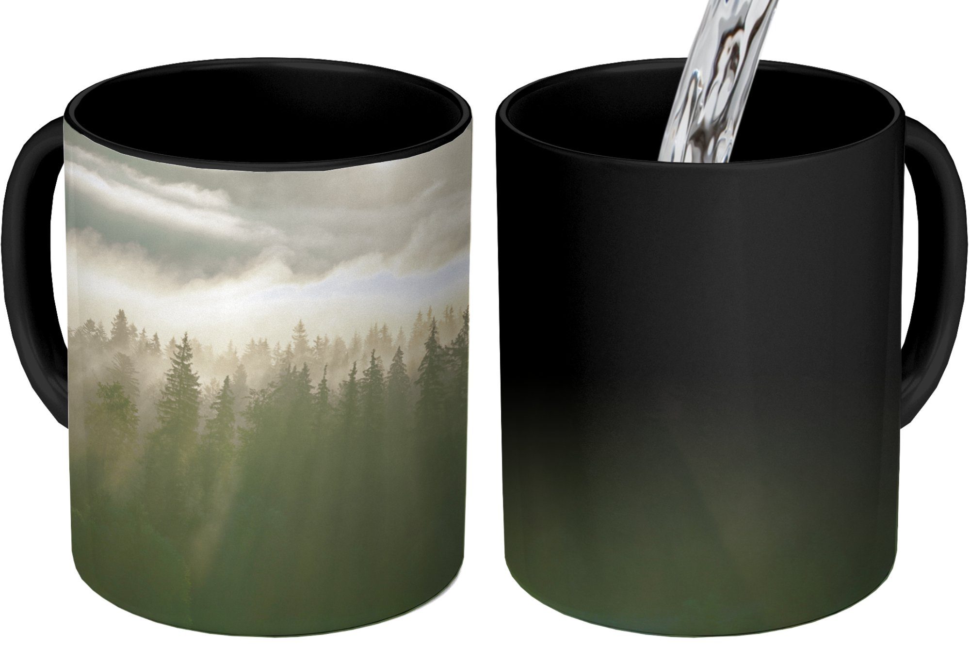 Zaubertasse, - - Sonne, Kaffeetassen, Keramik, Geschenk Wald Teetasse, MuchoWow Tasse Nebel Farbwechsel,