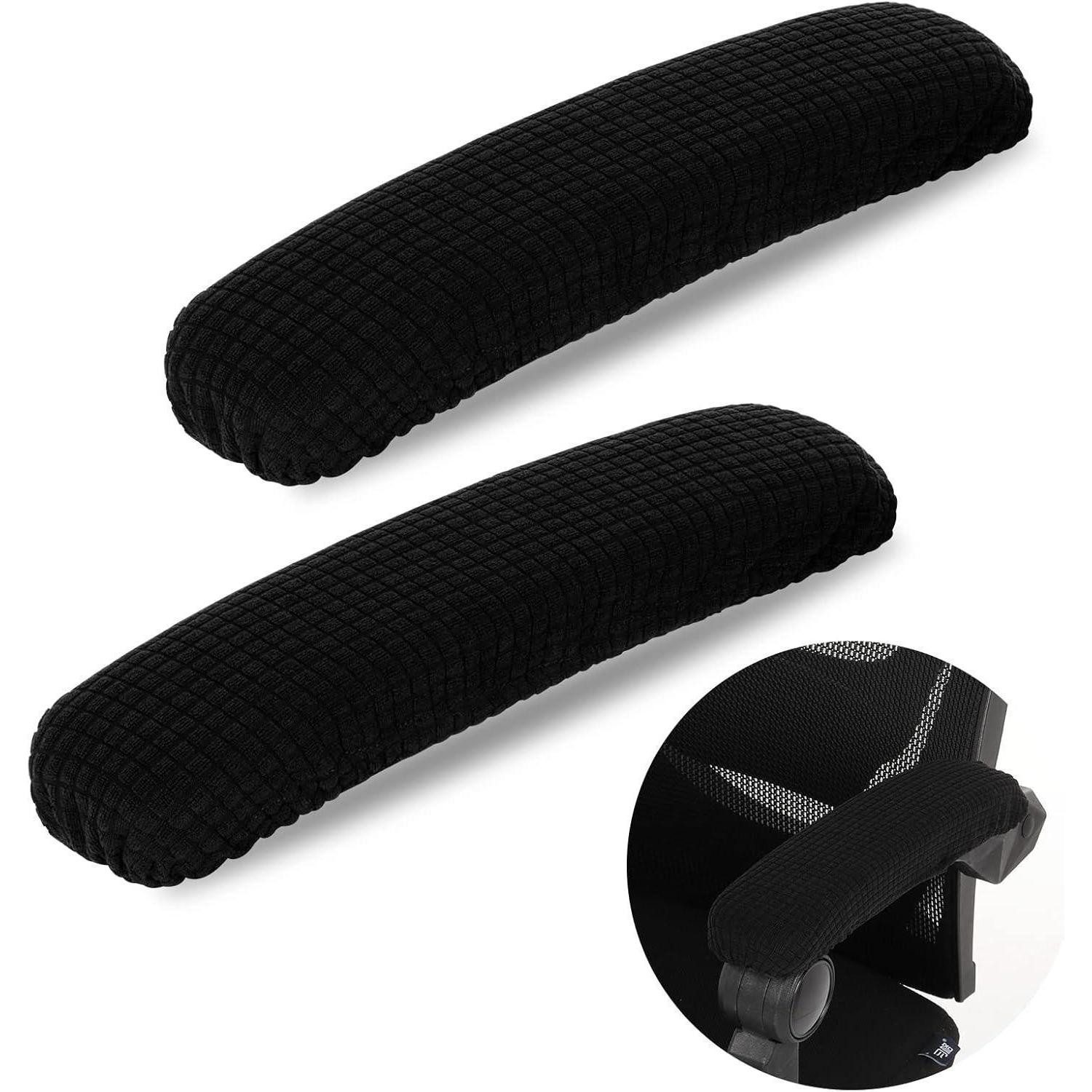 LuxusKollektion Bürostuhl 2er Pack Schwarze Polyester Bürostuhl Armlehne Schutzabdeckungen