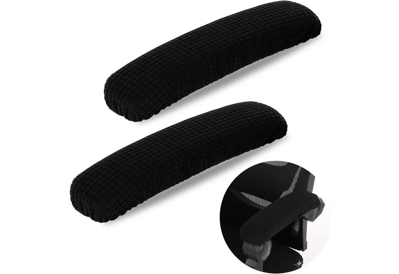 LuxusKollektion Bürostuhl 2er Pack Schwarze Polyester Bürostuhl Armlehne Schutzabdeckungen
