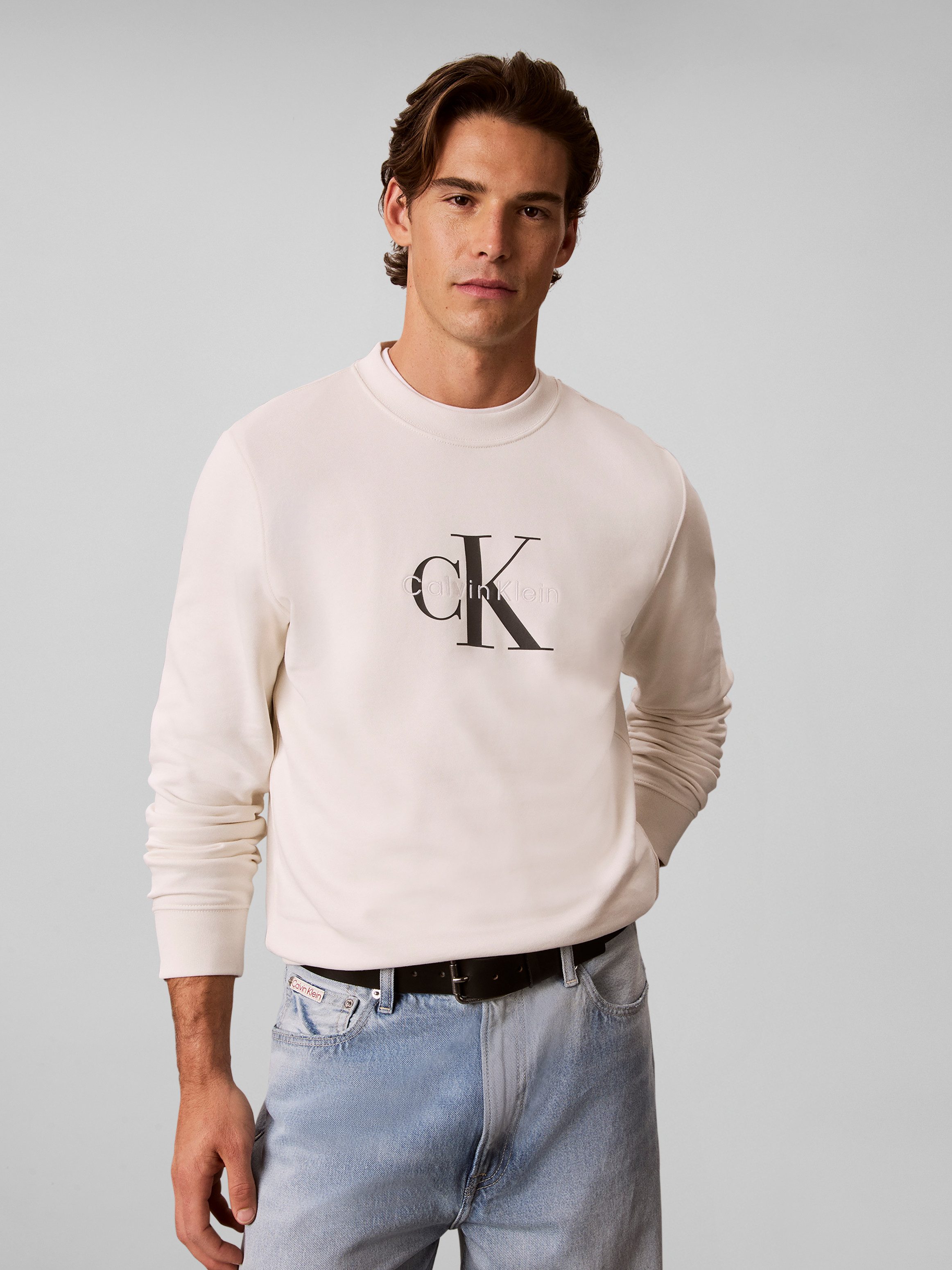 Calvin Klein Jeans Sweatshirt Rundhalsausschnitt, Regular Fit, großer Logo-Print