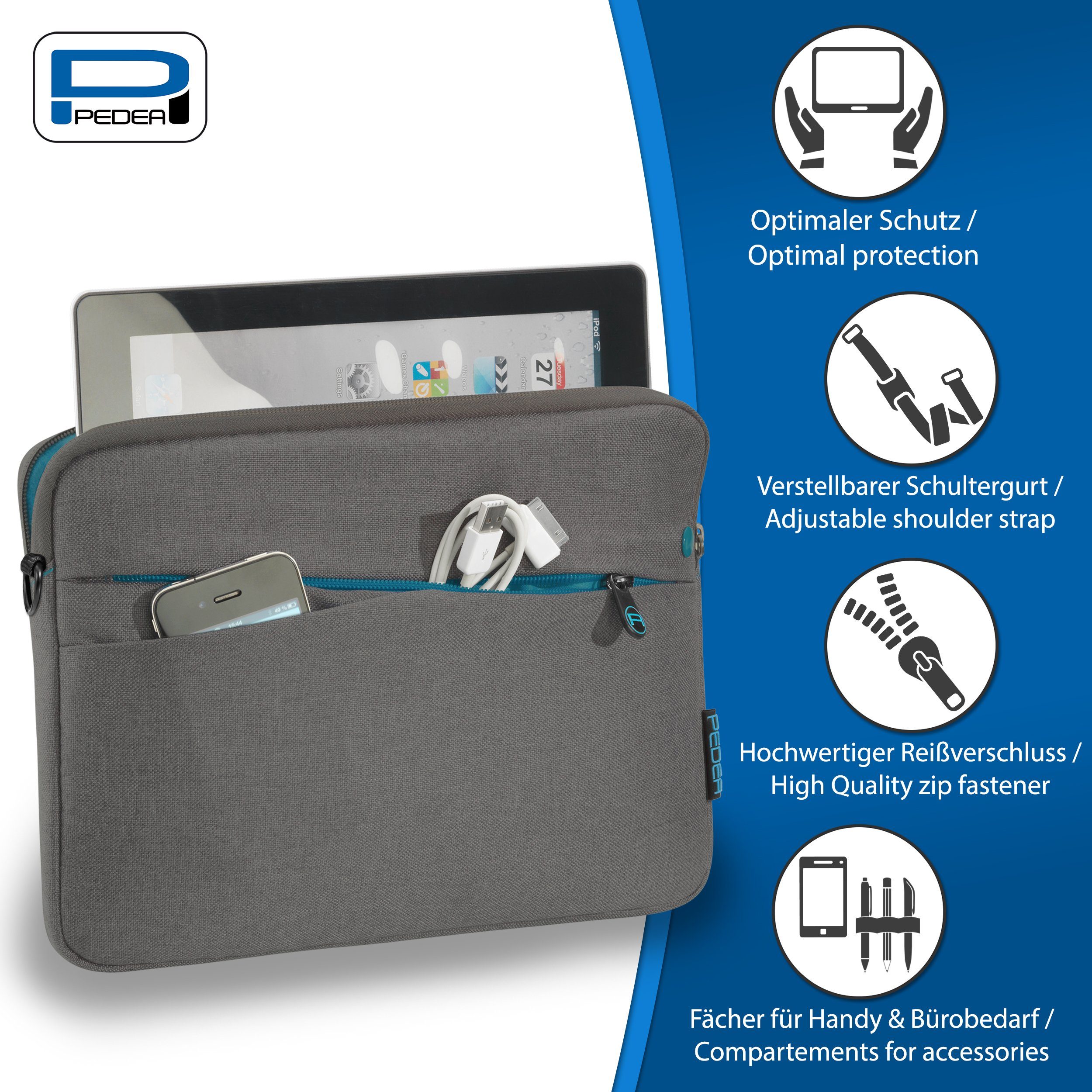 PEDEA Tablettasche FASHION Tablet Hülle mit Polsterung 12,9 / 13 Zoll, Gepolstert mit weichem Innenfutter