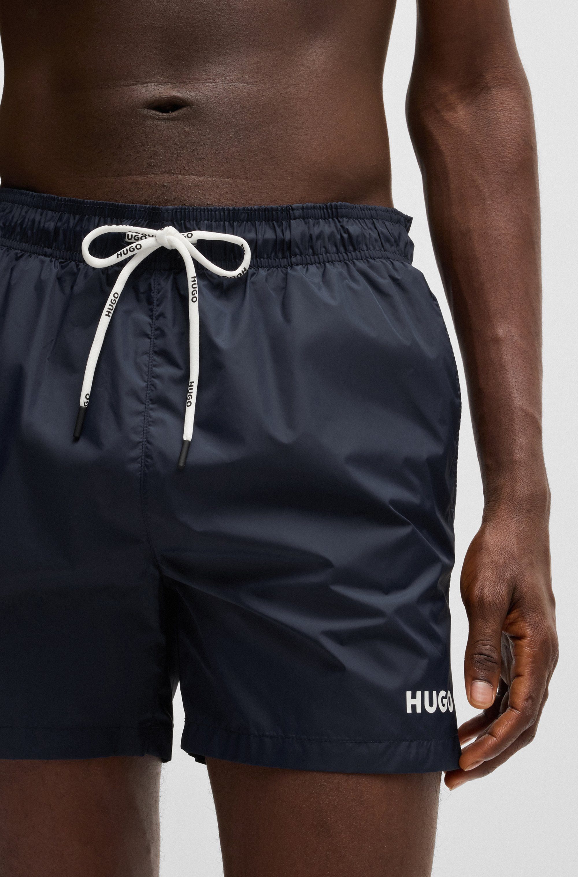 HUGO Badehose Haiti mit Markenschriftzug auf der Kordel