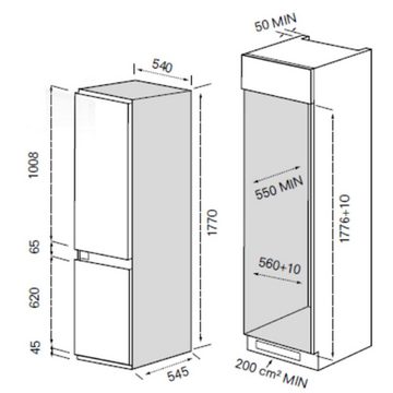 Midea Einbaukühlschrank 248 Liter KG178FENF, 177 cm hoch, Inverter Kompressor / vollintegriert / AllArround Cooling