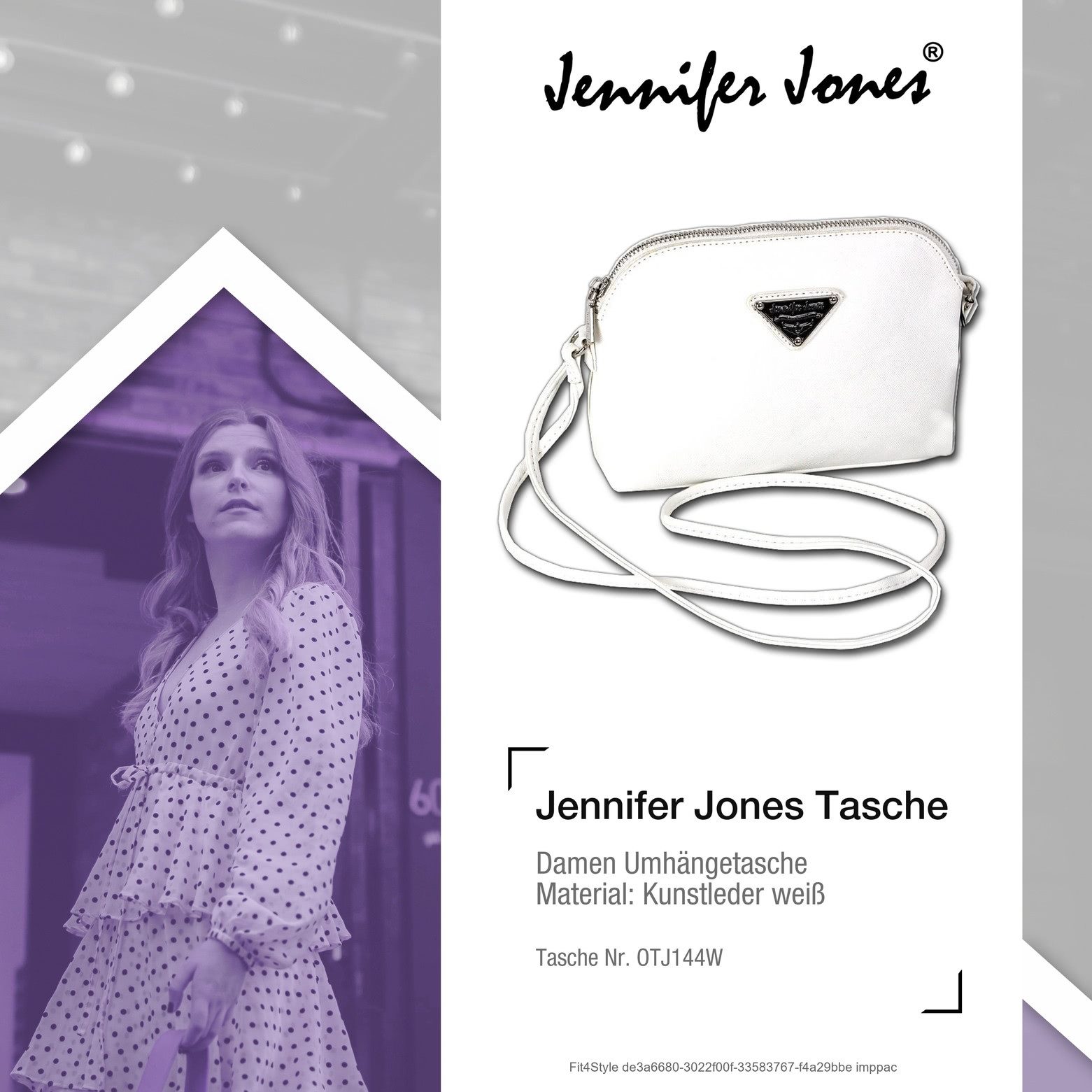 Jennifer Jones Umhängetasche Jennifer Jones Damen Abendtasche Tasche (Umhängetasche), Damen Tasche in weiß ca. 23cm Breite