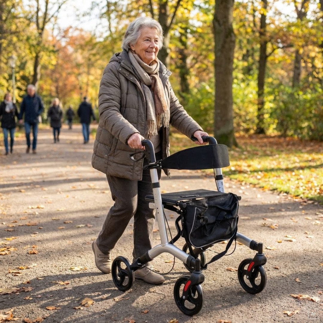 abc HOME Rollator Leichtgewicht 7,3kg Alu, Ankipphilfe, klappbar, bis 130 kg