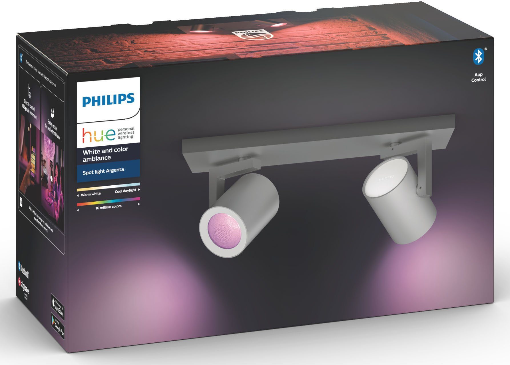 Philips Hue LED Deckenstrahler Argenta, Leuchtmittel Smart Kaltweiß, Warmweiß Home, Neutralweiß, Extra-Warmweiß, wechselbar, Tageslichtweiß