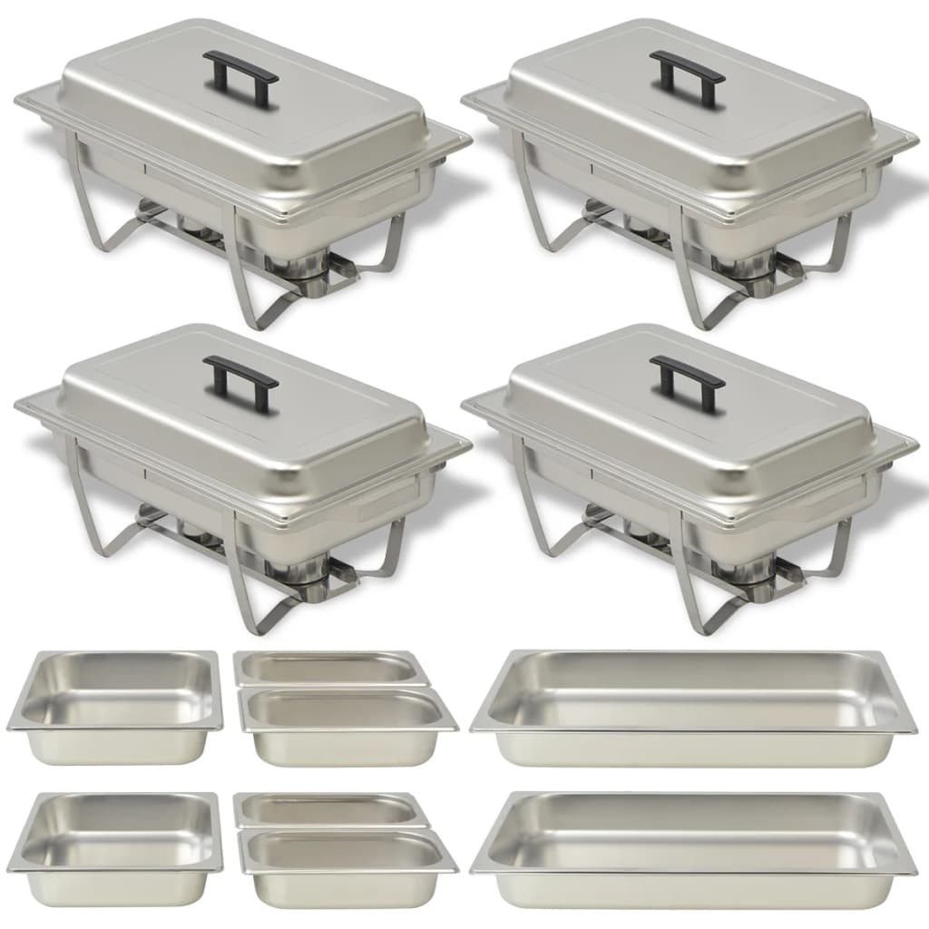 vidaXL Stövchen, Chafing Dish Set 4-tlg. Edelstahl