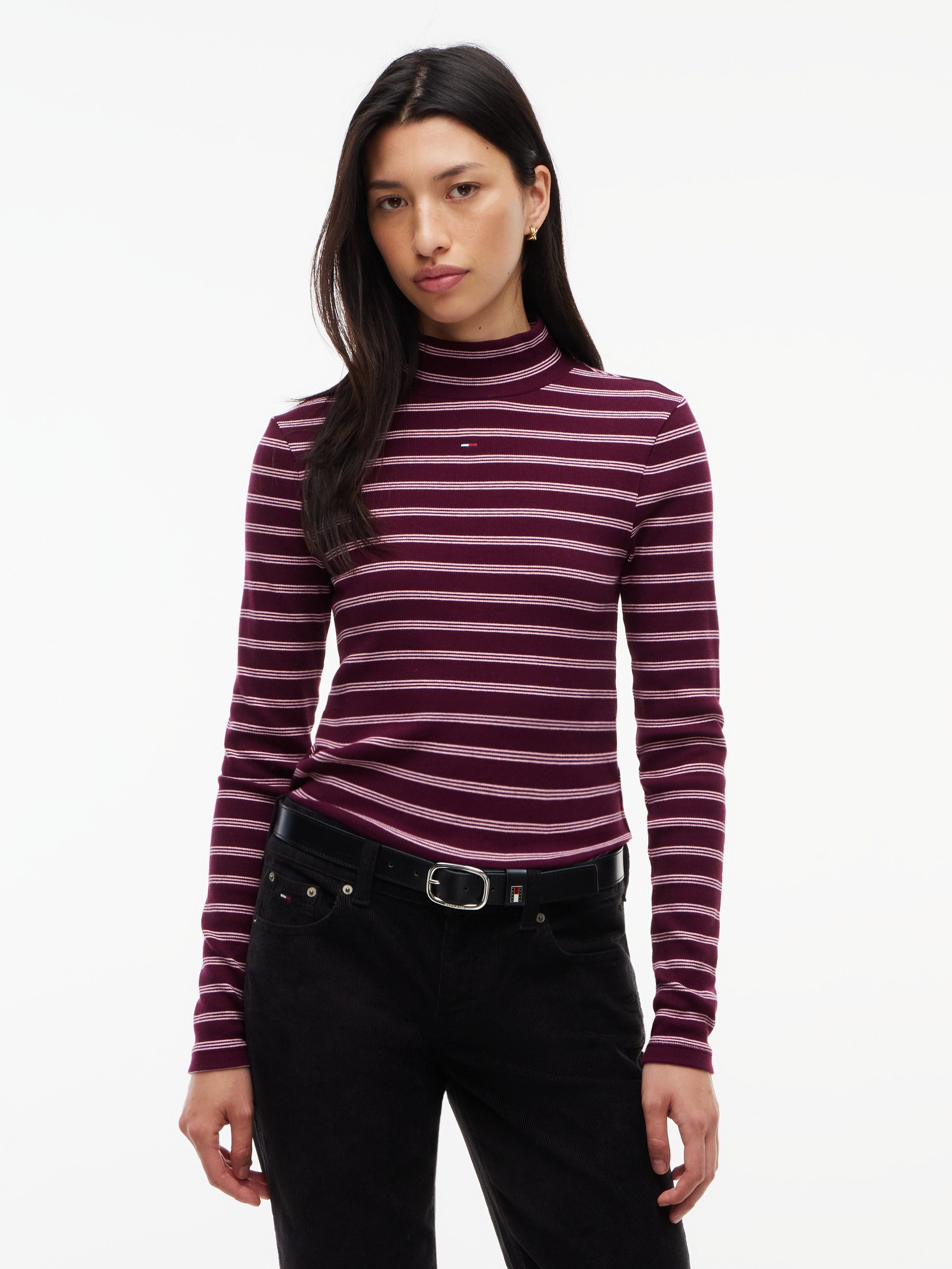 Tommy Jeans Langarmshirt TJW ESSENTIAL MOCK NECK Baumwollmischung