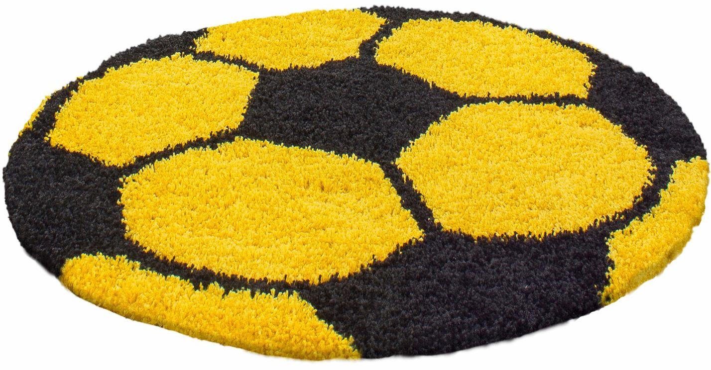 Ayyildiz Teppiche Kinderteppich Fun 6001, rund, Höhe: 30 mm, robuster Kurzflor, Fussball, Kinderzimmer
