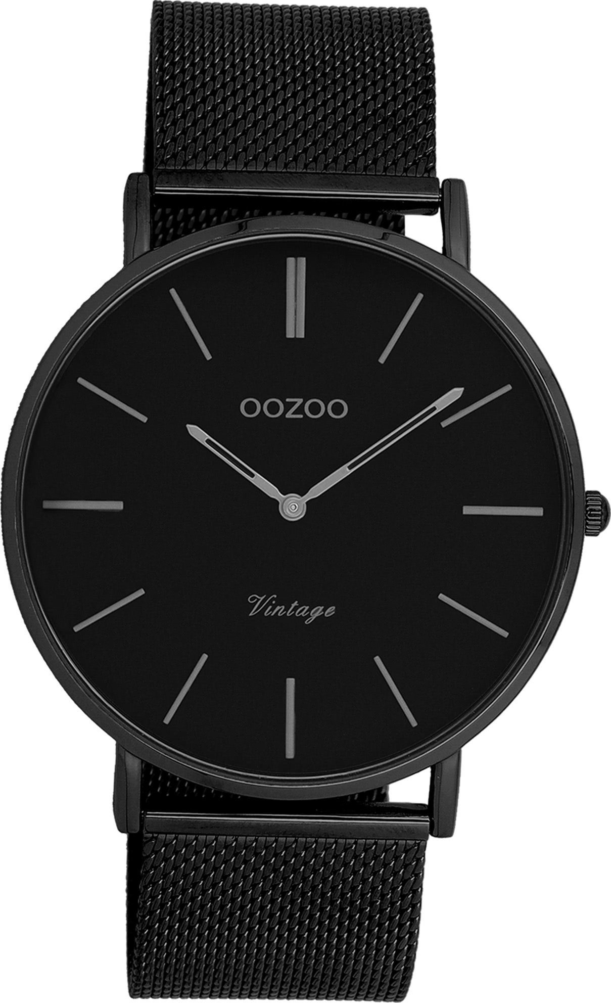 OOZOO Quarzuhr Oozoo Herren Armbanduhr Ultra Slim Quarz, (Analoguhr), Herren, Damenuhr rund, groß (ca. 44mm) Edelstahlarmband, Fashion-Style
