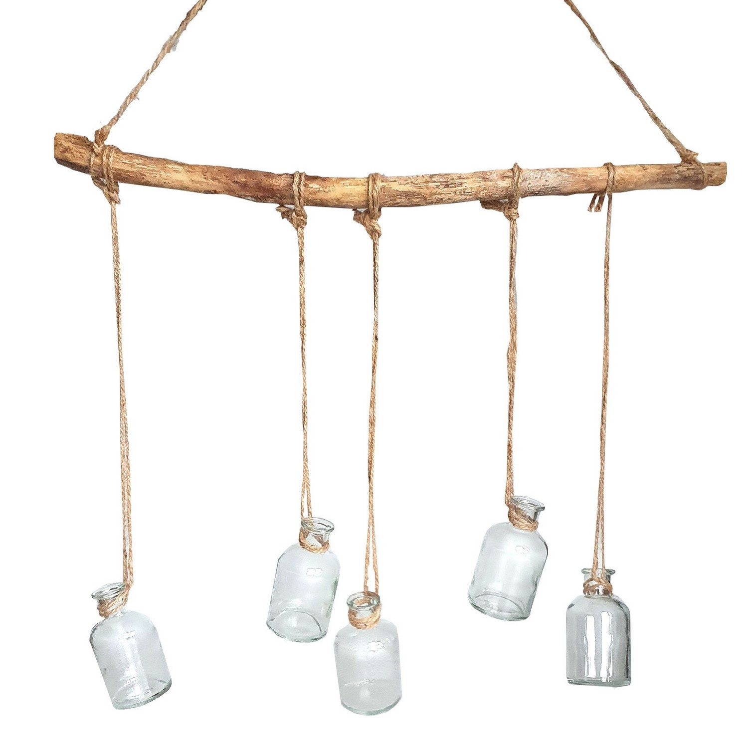 Deko AS Hängedekoration Holzast mit Vasen zum Aufhängen, 5 Gläser, Fensterd günstig online kaufen