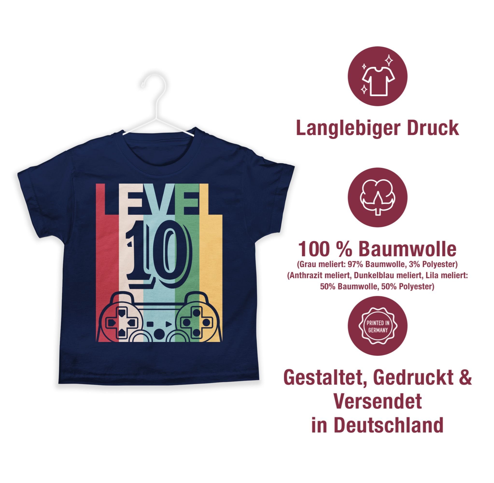 10. Shirtracer Gaming LEVEL Dunkelblau Geburtstag 2 Zehn T-Shirt