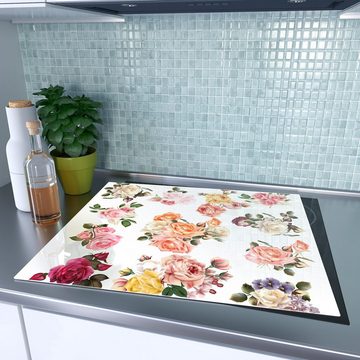 Primedeco Herd-Abdeckplatte Herdabdeckplatte Spritzschutz aus Glas Verschiedenfarbige Rosen, Glas, (1 tlg)