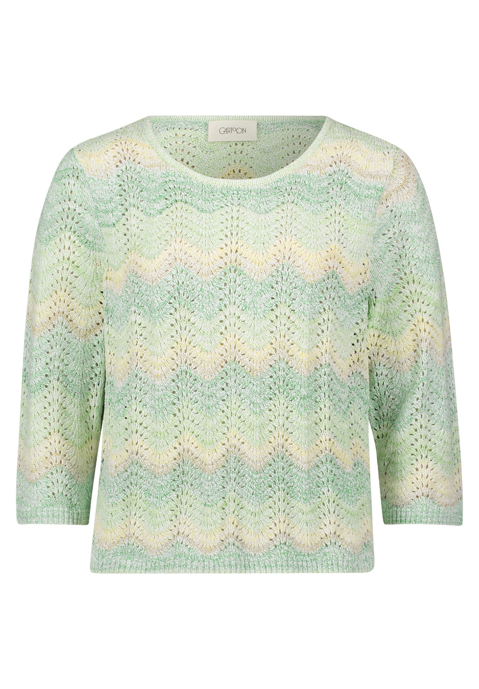 Cartoon Strickpullover Cartoon Lochstrick-Pullover mit Rundhalsausschnitt günstig online kaufen