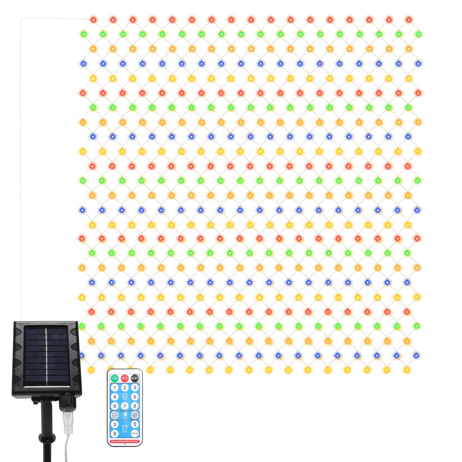 LED-Lichternetz Solar Lichternetz Lichterkette 8 Beleuchtungsmodi IP44 Weihnachten