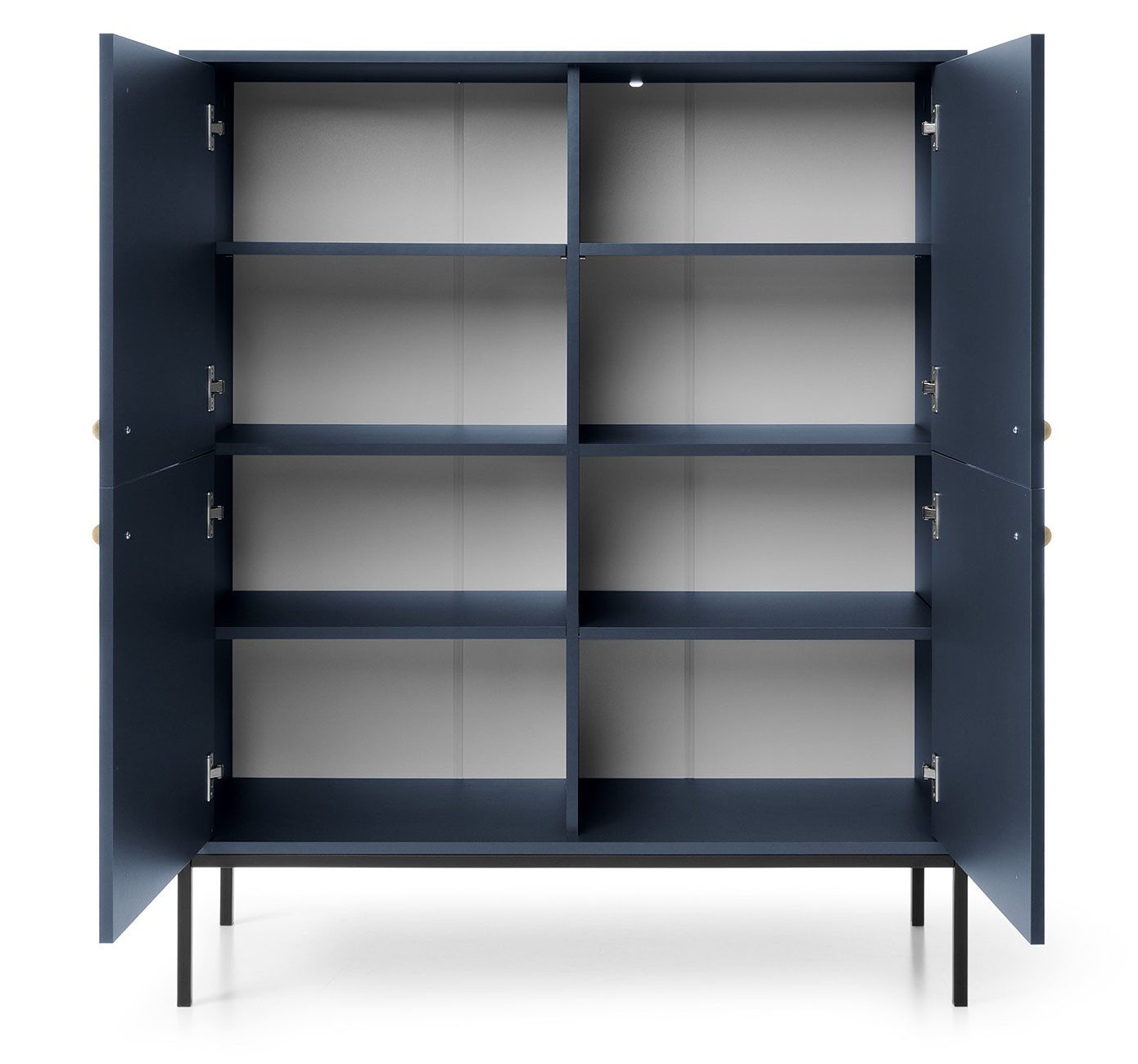 Feldmann-Wohnen Highboard Mono (4-türig, 4 Einlegeböden, 1 St., moderne Optik, Möbelknäufe, Metallfüße), 104x39x126cm Marineblau Matt 4-türig