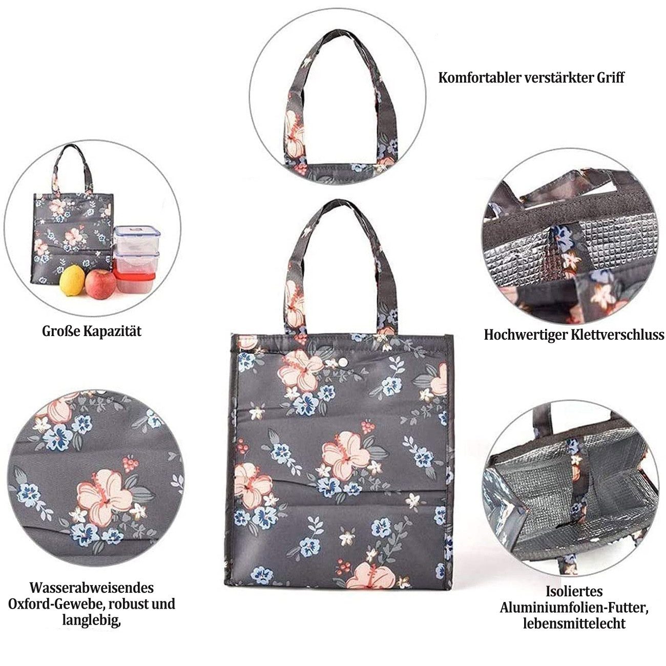 Coonoor Kühltasche Wärmeisolierende Kühltasche, Tragbare Kühltasche, Faltbare Lunchbox, Mittagessenbox Isolierbehälter