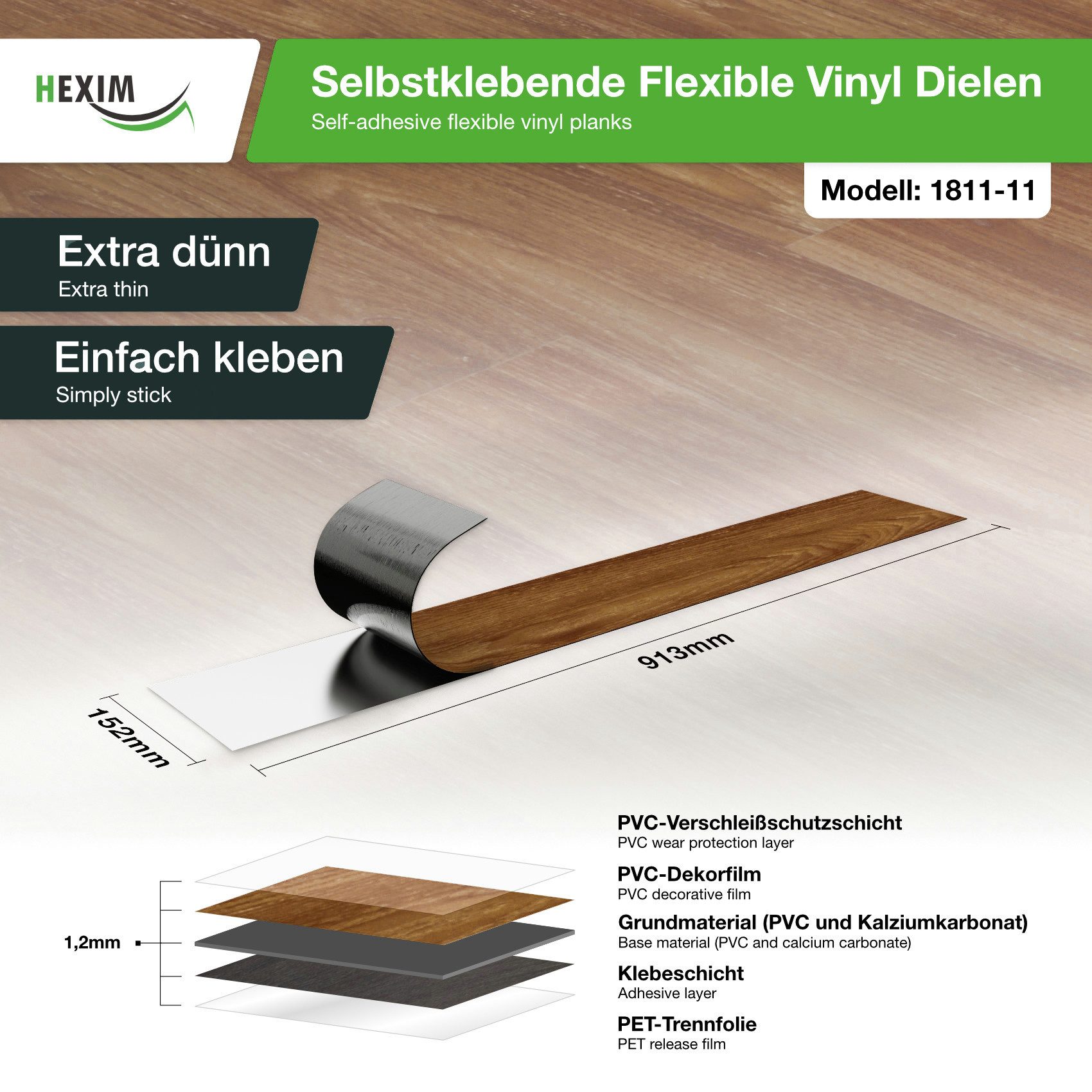 Hexim Vinylboden, Vinyldielen 0,97m² selbstklebend PVC Wandverkleidung Bode günstig online kaufen