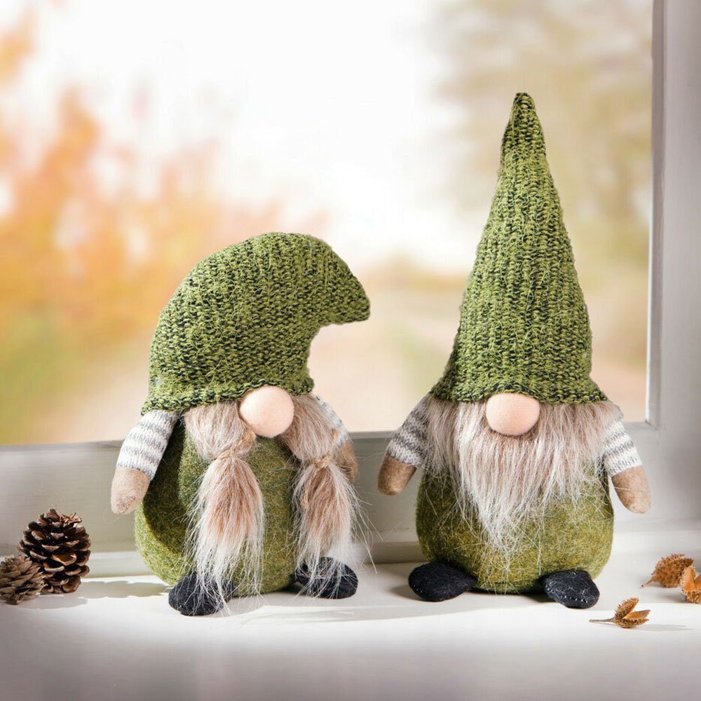 Home-trends24.de Wichtel Wichtel Grün 2er-Set Gnom Weihnachten Herbst Deko