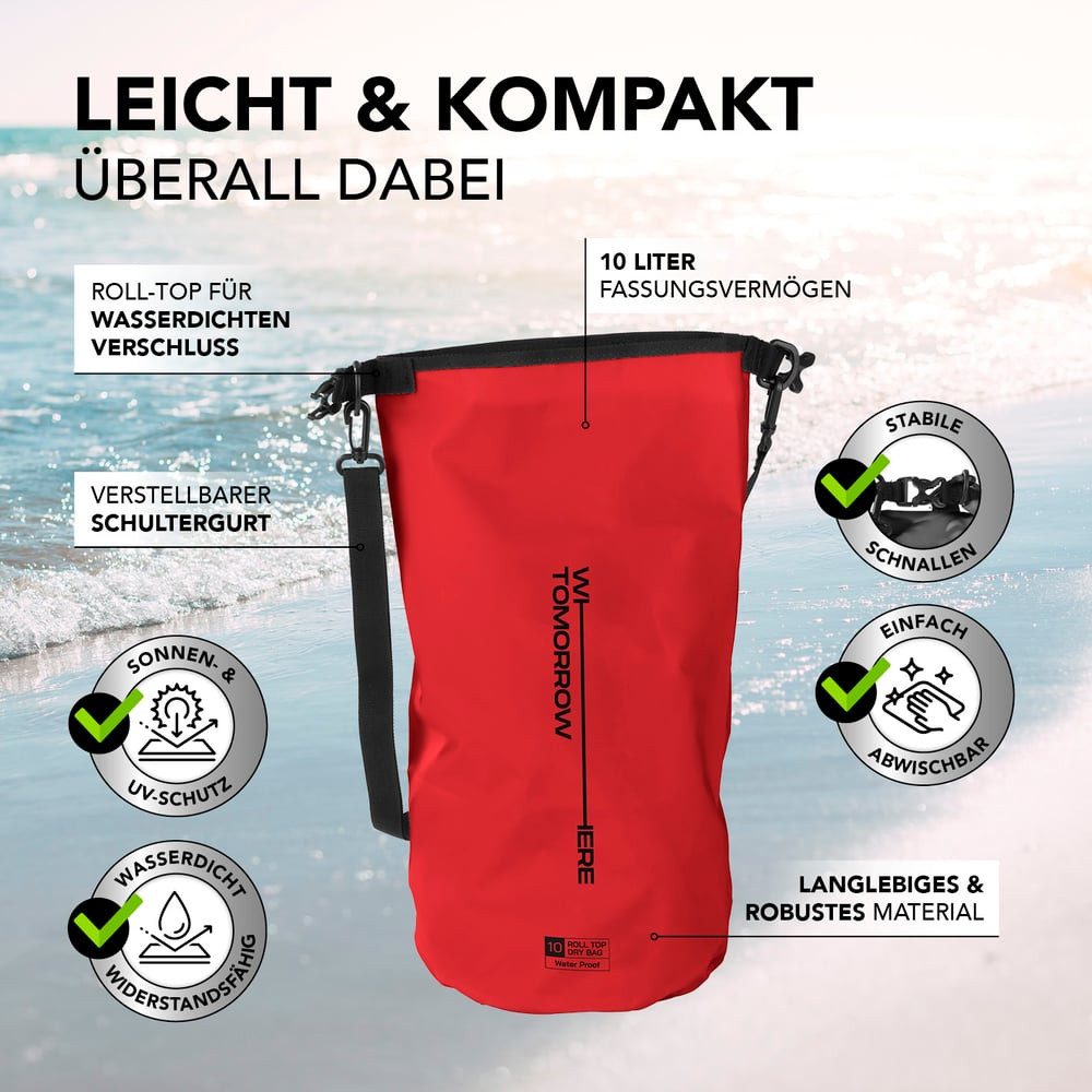 #DoYourSports Aufbewahrungstasche Dry Bag 10L, Outdoor Tasche Camping Angeln wasserdicht Handy sicher aufbewahren
