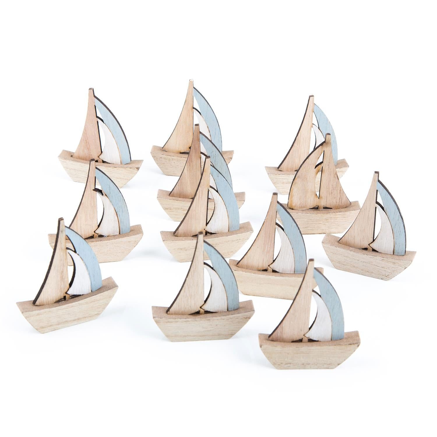 Logbuch-Verlag Dekofigur Kleine Segelboote - 8,5 cm - aus Holz in natur bla günstig online kaufen